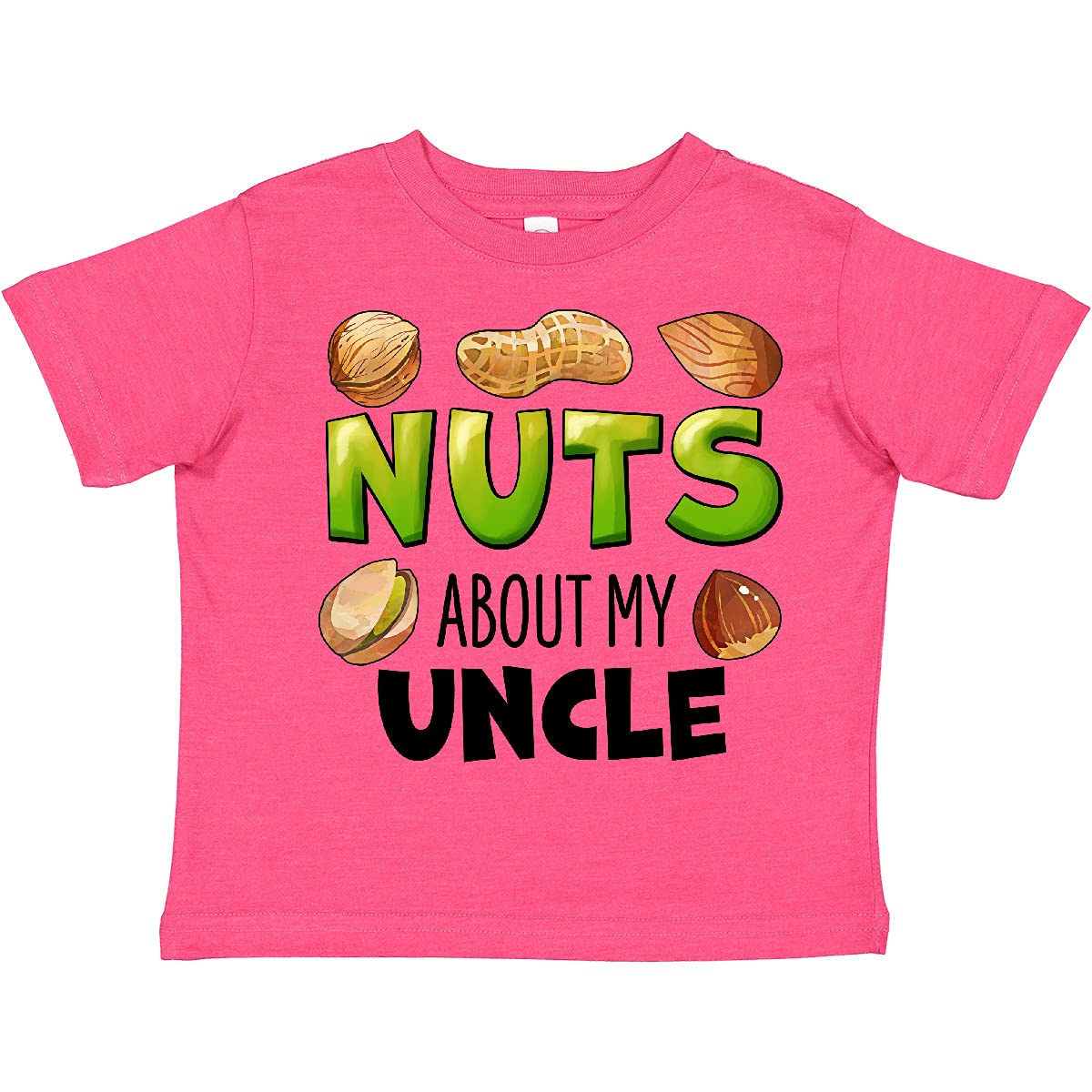 Inktastic Nuts About My Uncle Peanut Almond Pistachio Toddler T-Shirt - Cute Funny Graphic Tee for Kids, Boys & Girls - Perfect for Family Reunions, Birthday Gifts & Casual Wear