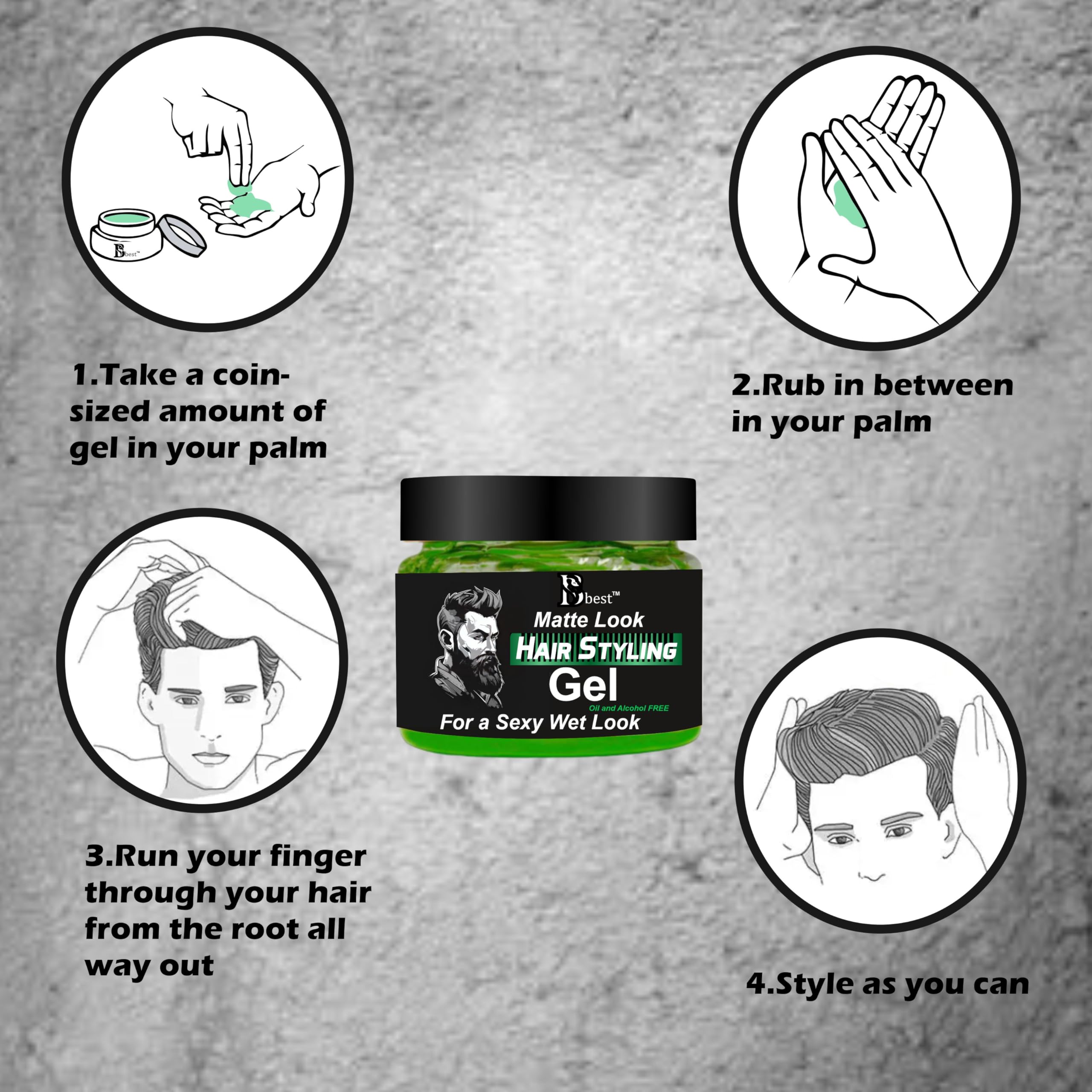 BBest Styling Hair Gel (3.5 oz) - Strong Hold for Curly & Straight Hair | Controls Flyaways | Enhances Curls & Texture | Perfect for Slicked-Back Styles & Short Hair | Salon-Quality Styling for Men & Women | Great for Daily Use, Special Occasions & Professional Looks