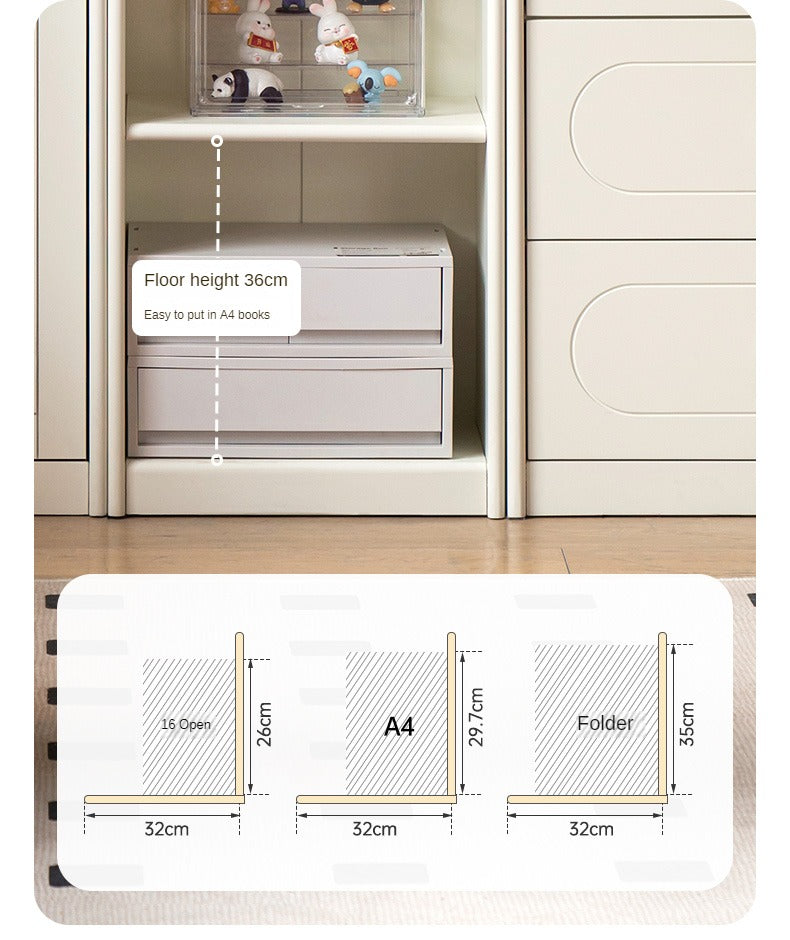 French Cream Style Poplar Solid Wood Bookcase with Glass Door - Whole Wall Combination for Living Room, Office & Library Storage