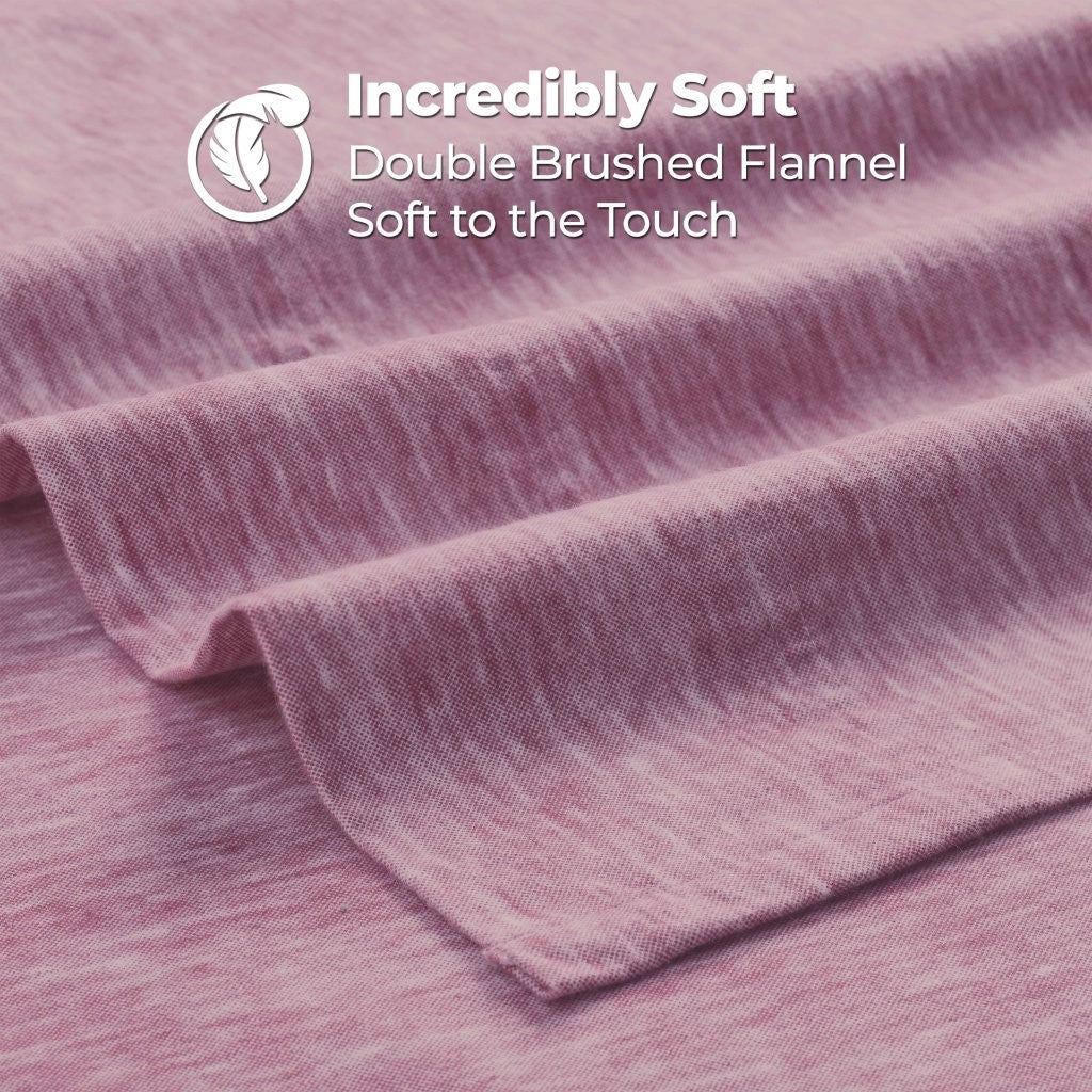 Premium Melange Flannel Cotton Two-Toned Brushed Deep Pocket Sheet Set - Ultra Soft & Cozy for Winter Nights, Perfect for Bedroom Comfort & Warmth