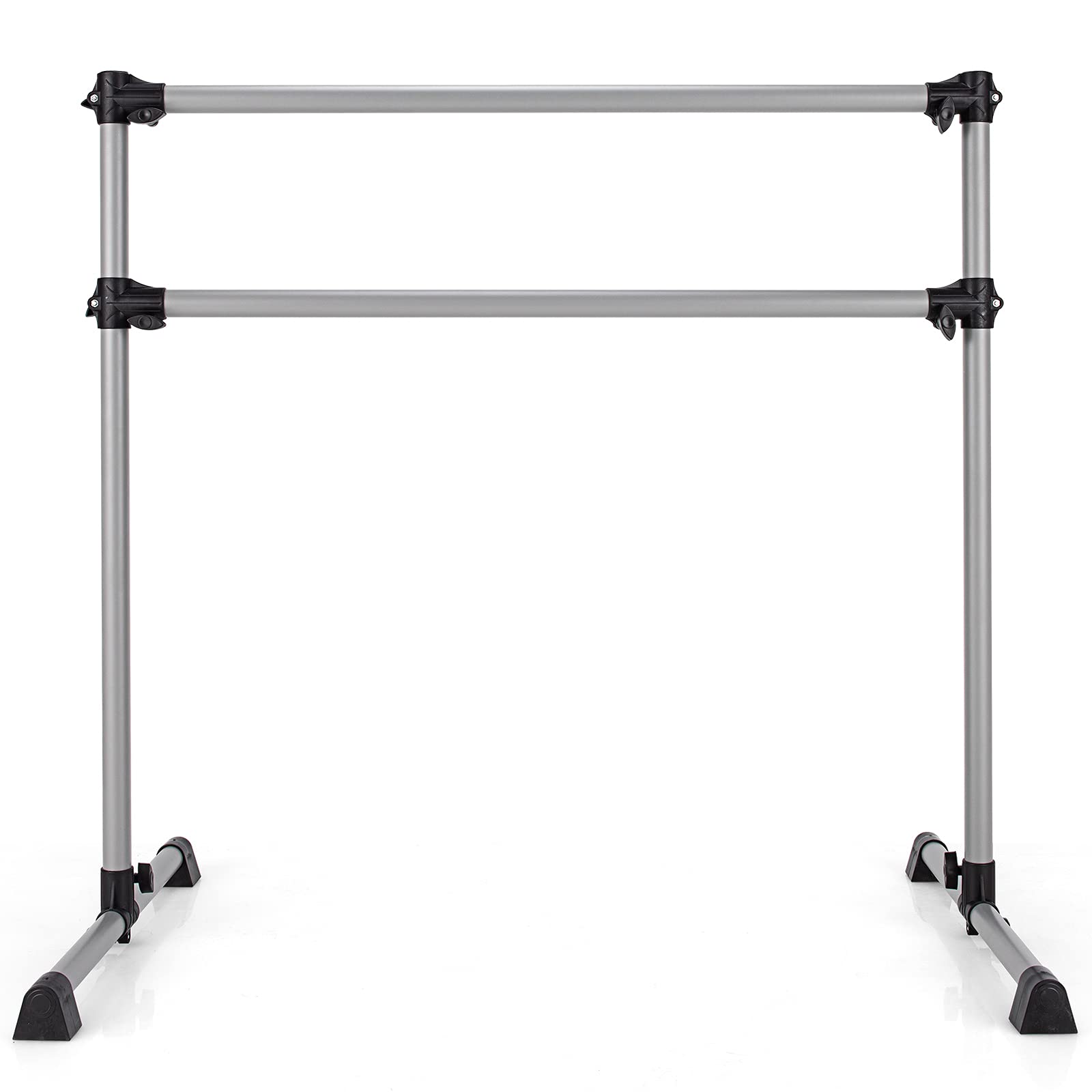 Goplus 4 FT Double Ballet Barre Bar - Adjustable Height 7” to 46”, Portable Freestanding Dance Bar for Home, School & Gym - Perfect for Ballet, Barre Workouts & Dance Training (Kids & Adults) - Ideal for Home Studios, Dance Classes & Fitness Routines