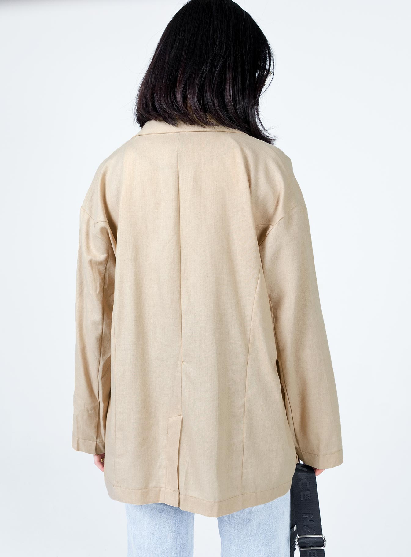 Stylish Amber Oversized Linen Blazer in Beige - Perfect for Office Wear, Casual Outfits & Spring Fashion