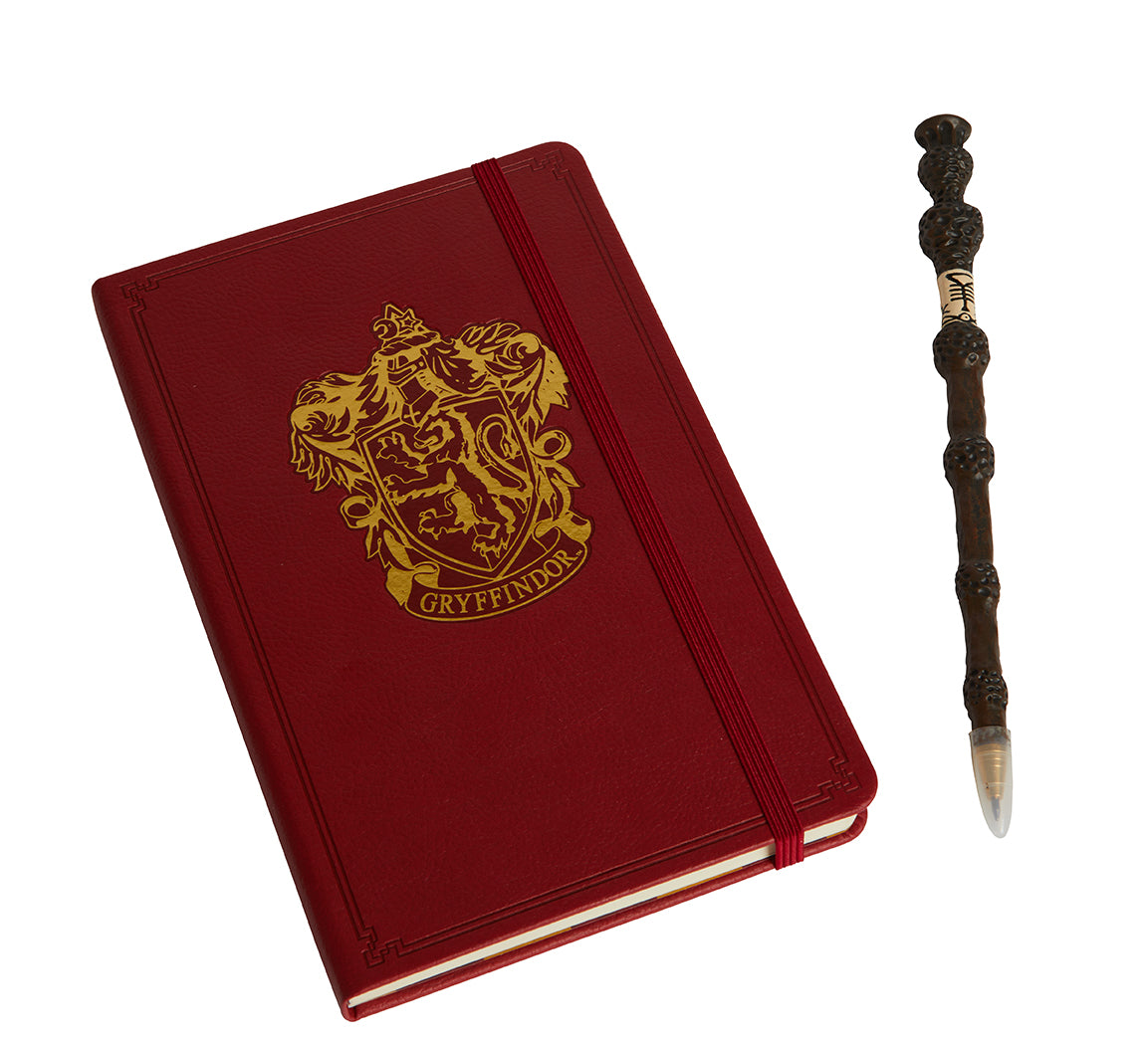 Harry Potter Gryffindor Hardcover Journal and Elder Wand Pen Set - Official Wizarding World Collectible for Fans, Students & Office Use
