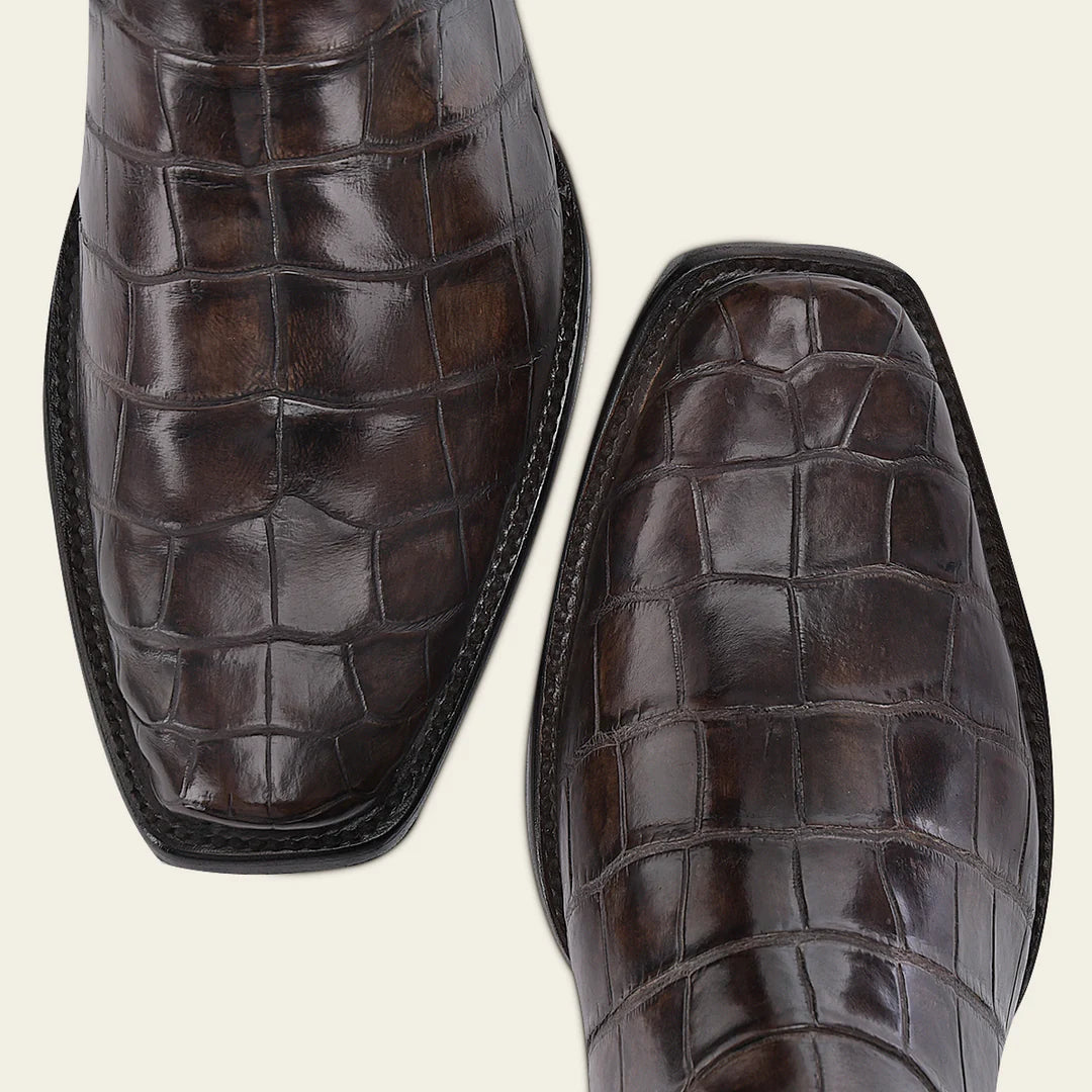 1J2WAL Men's Cuadra Special Edition Chocolate Dress Cowboy Alligator Leather Boots - Western Style Riding Boots for Country Music Festivals & Rodeo Events