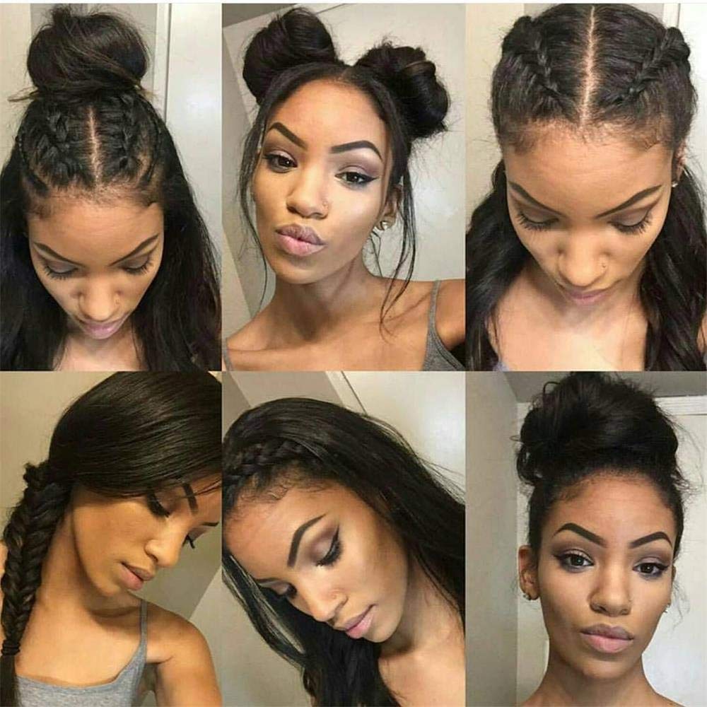 Glueless 360 Lace Frontal Wig - 18 Inch Natural Straight Brazilian Remy Human Hair - 130% Density for Black Women | Perfect for Daily Wear, Parties & Special Occasions