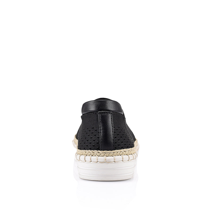 Women's Black Knit Slip-On Sneakers - Comfortable Casual Shoes for Walking, Travel & Everyday Wear