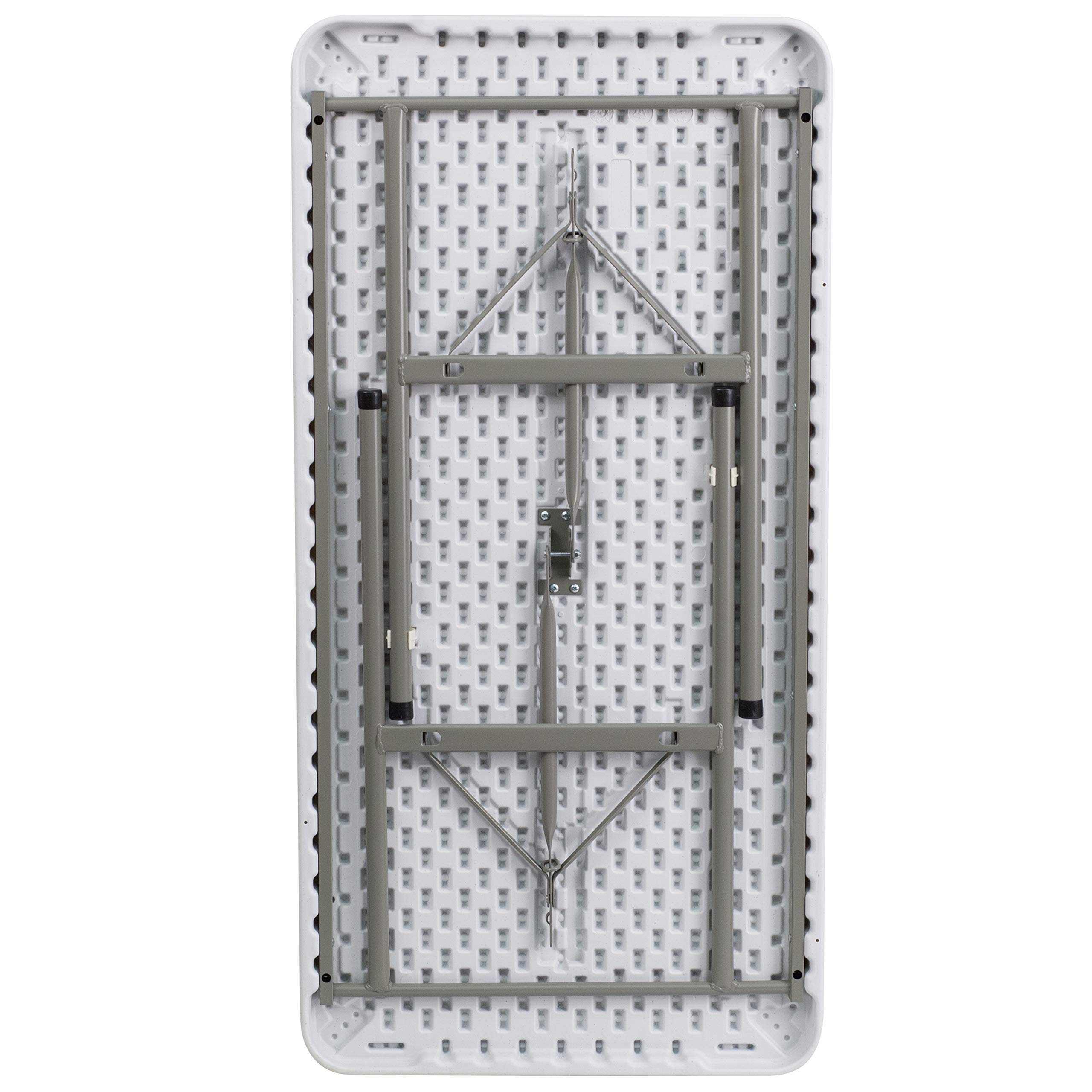 4-Foot Granite White Plastic Folding Table - Heavy Duty Banquet & Event Table for Parties, Picnics, Camping & Outdoor Gatherings
