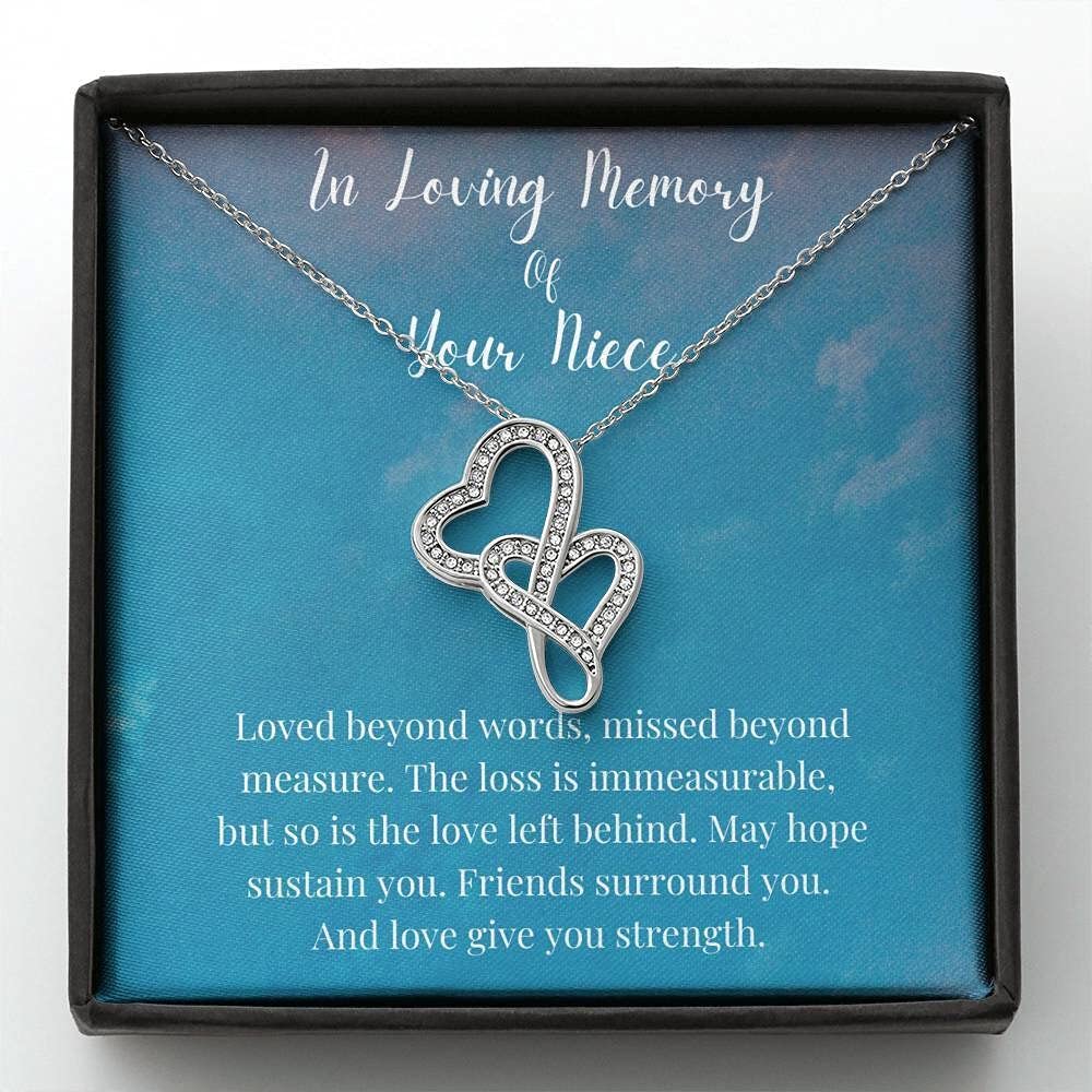 Handmade Double Heart Necklace - Personalized Memorial Gift for Niece Loss | In Loving Memory Keepsake