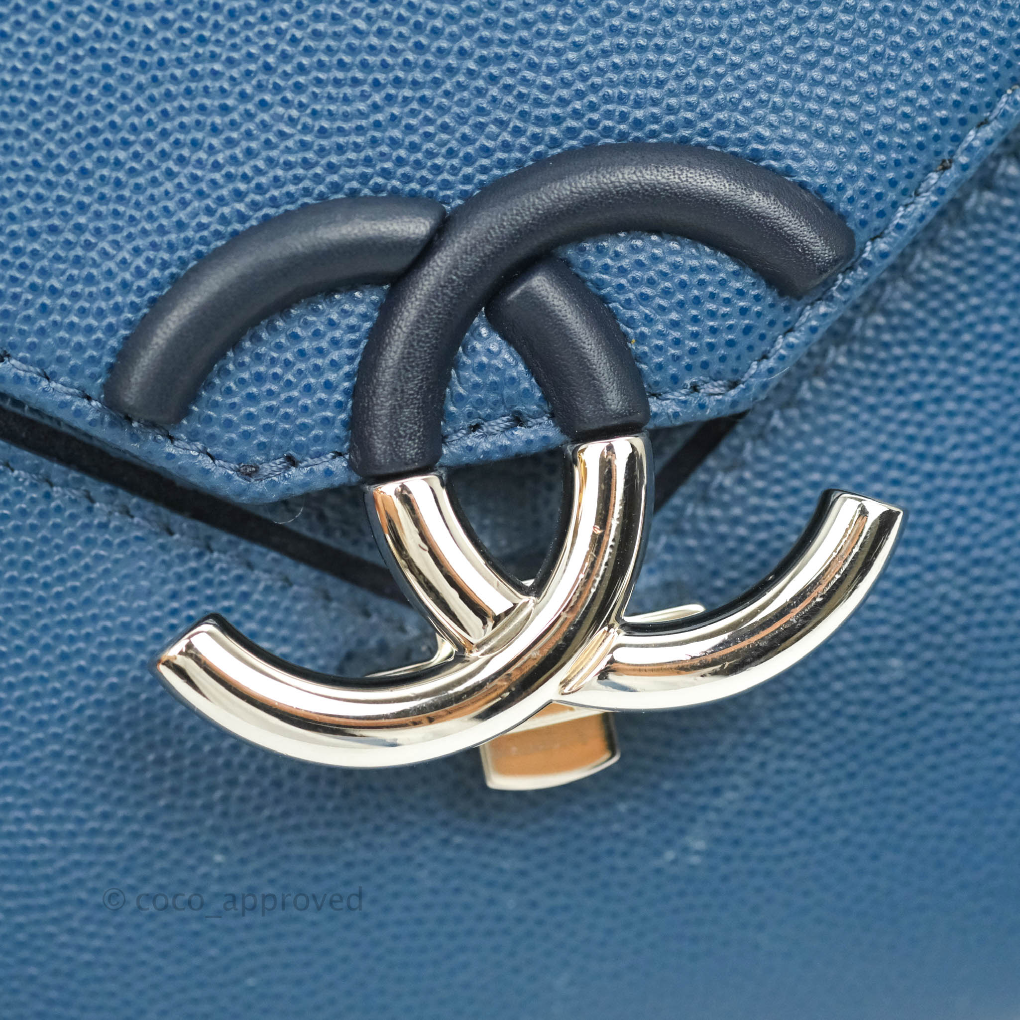 Chanel CC Chevron Flap Bag in Navy Caviar Leather with Silver Hardware - Luxury Shoulder Bag for Women, Perfect for Evening Events & Date Nights