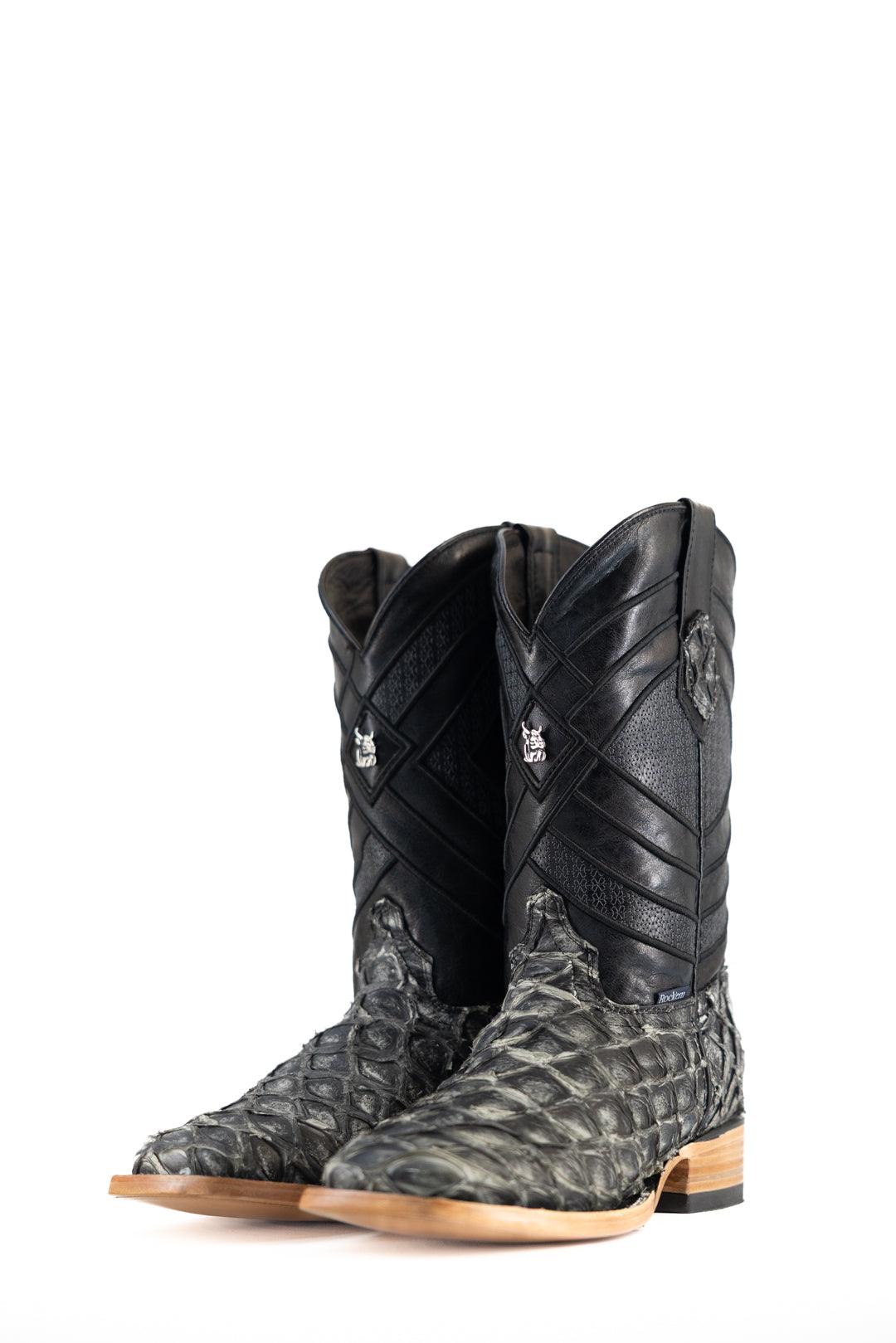 Prescott Pirarucu Exotic Leather Square Toe Cowboy Boots for Men - Western Riding, Country Dance & Outdoor Adventures