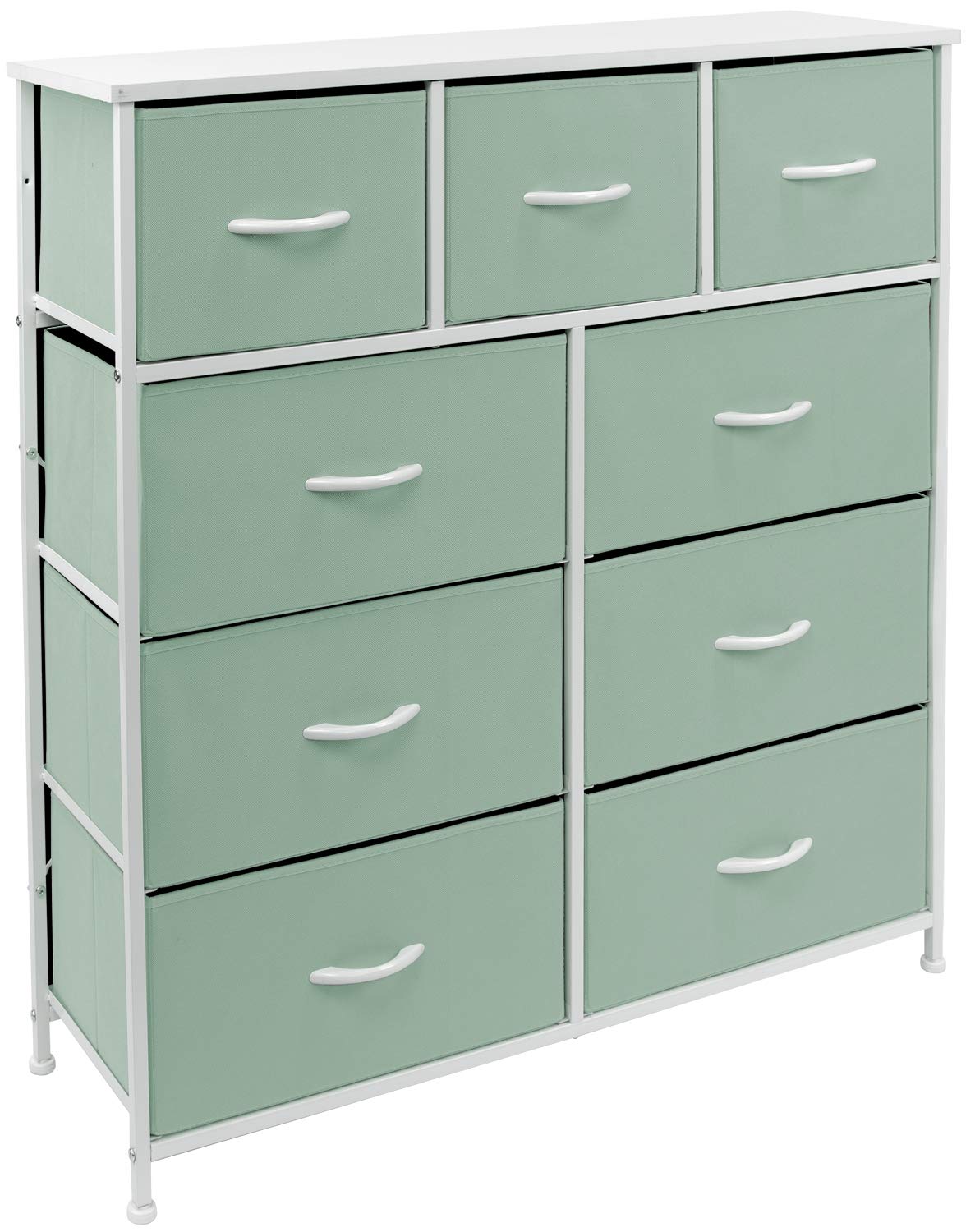 Sorbus 9-Drawer Kids Dresser - Sturdy Steel Frame & Wood Top Storage Chest with Tie-Dye Fabric Bins (Teal) - Perfect for Bedroom, Closet, Hallway & Office Organization - Ideal for Kids' Room Storage, Toy Organization & Nursery Decor