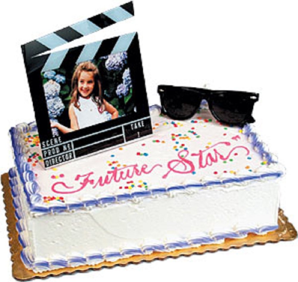 Movie Night Cake Kit - Hollywood Cinema & Director Theme Cake Decorations for Birthday Parties - Includes Photo Frame - Perfect for Movie-Themed Celebrations & Hollywood-Inspired Desserts