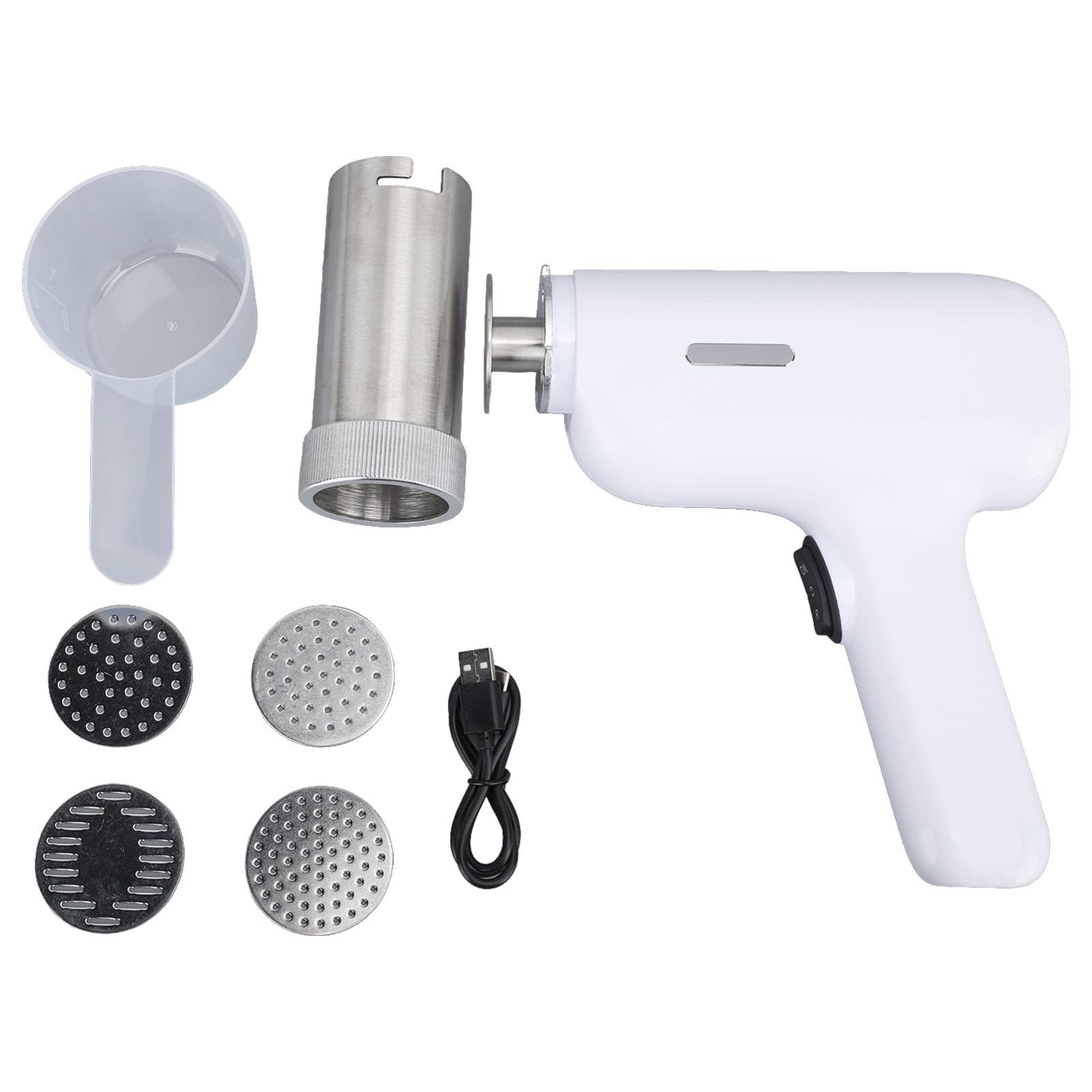 Electric Pasta Maker Machine - Automatic Handheld Pasta Noodle Maker with 4 Attachments & Dough Bucket, Stainless Steel Cordless Spaghetti Ramen Maker for Home Kitchen | Perfect for Italian Cuisine, Family Dinners & Quick Meals