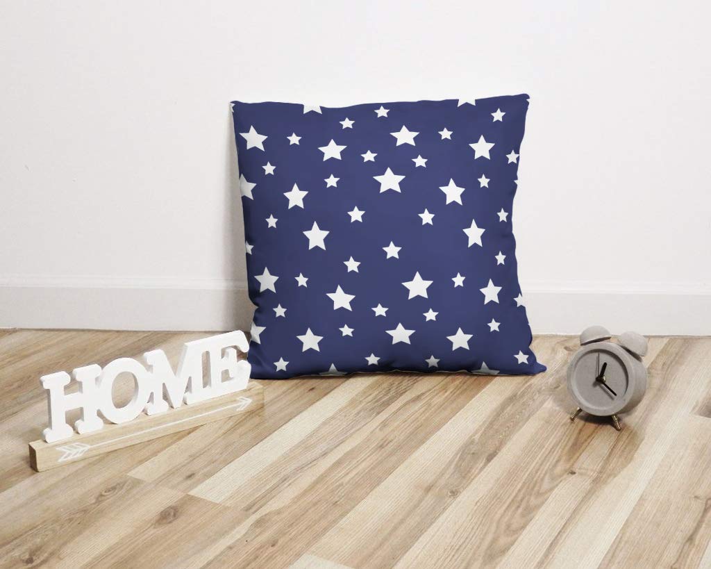 18x18 Inch Patriotic Star Throw Pillow Covers - Blue & White Decorative Couch Pillowcases for Sofa, Bed, Living Room - Perfect for 4th of July, Home Decor & Gifts (Set of 2)