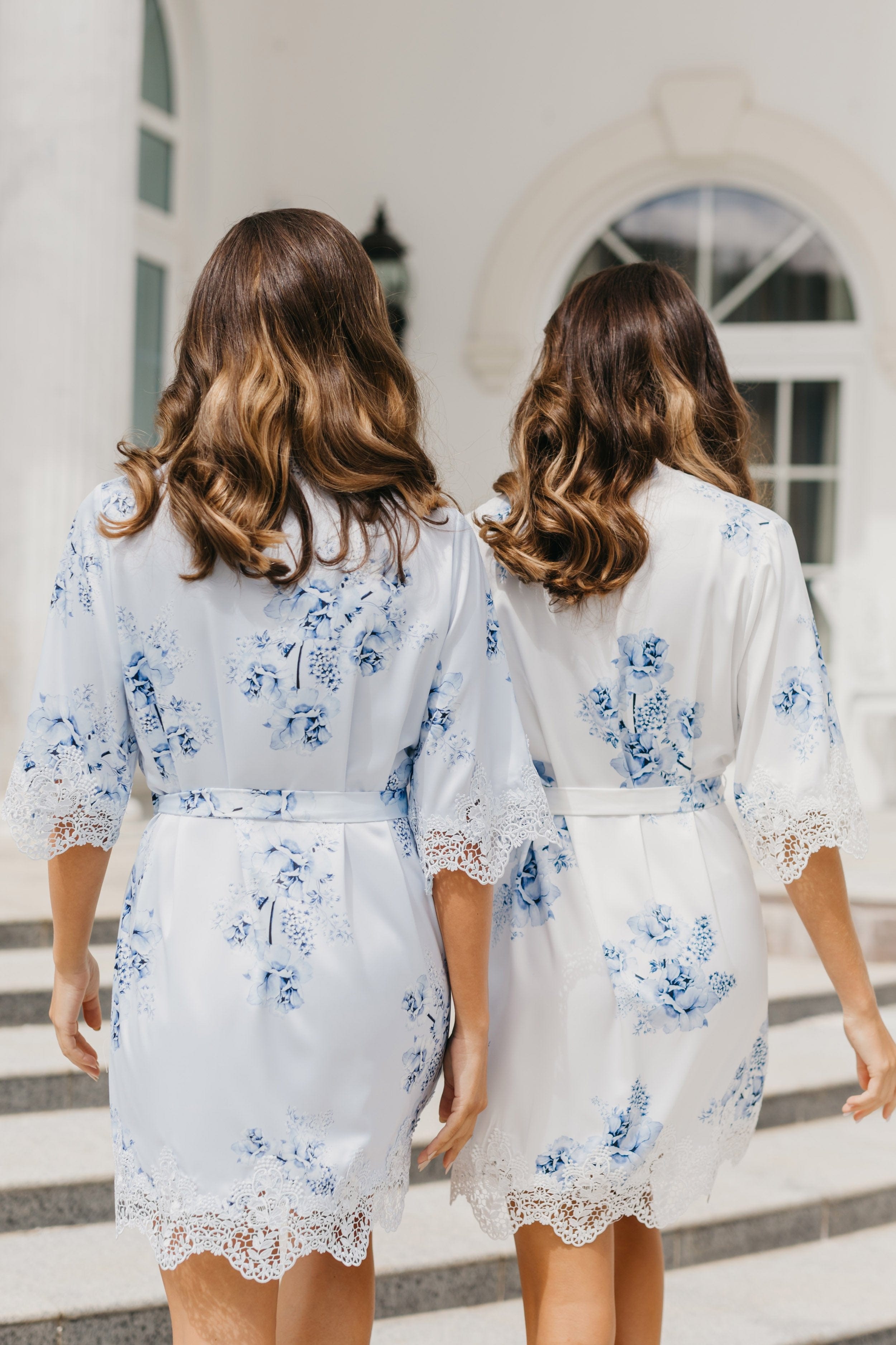 Ivana Bleu De Fleur Printed Robe - Floral Kimono Robe for Women, Lightweight Loungewear, Bathrobe & Cover Up - Perfect for Spa, Beach, and Home Relaxation