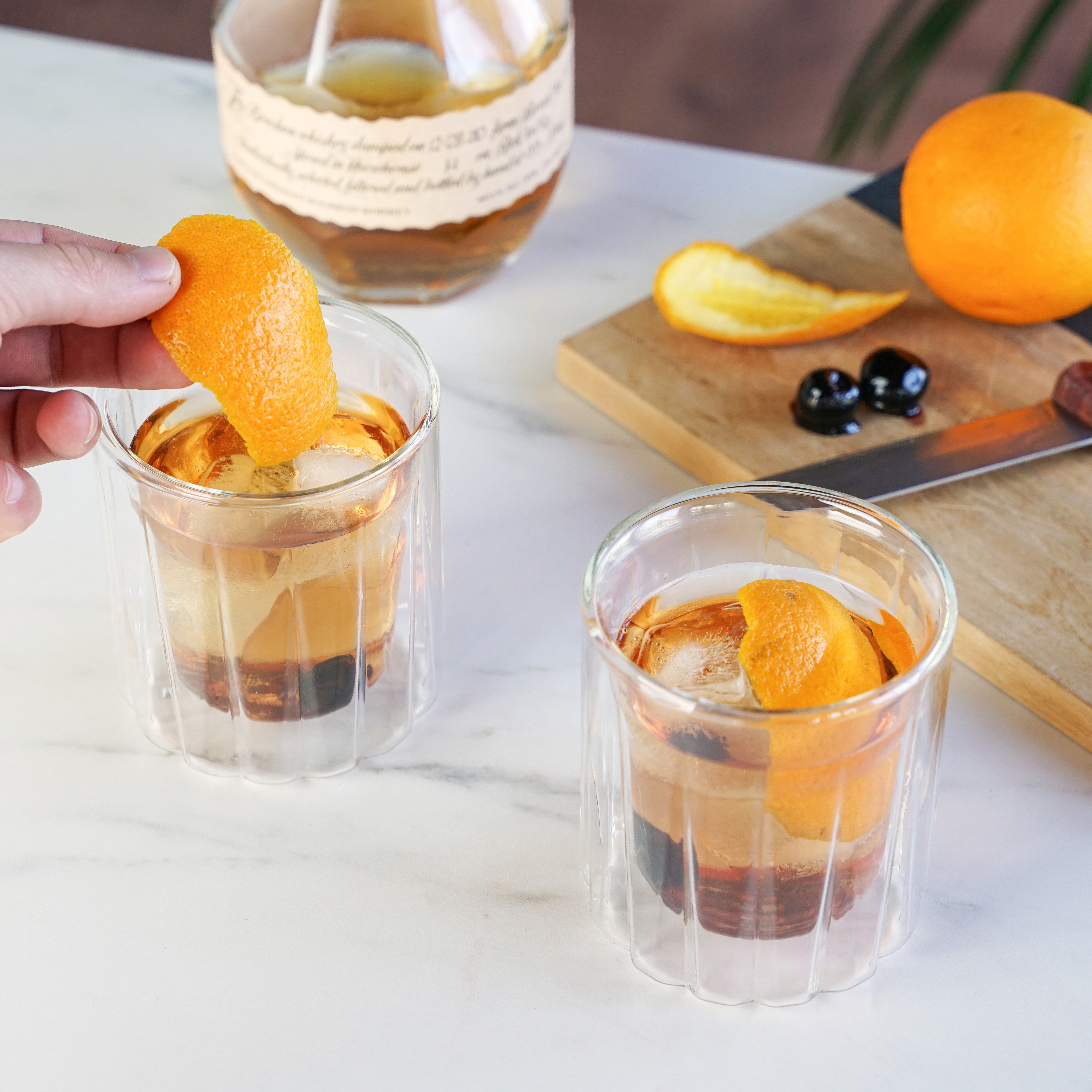 Premium Double Walled Whiskey Glasses Set of 2 - Heavy Duty Crystal Clear Tumblers for Scotch, Bourbon, Cocktails & Iced Beverages - Perfect for Home Bar, Gifts & Entertaining