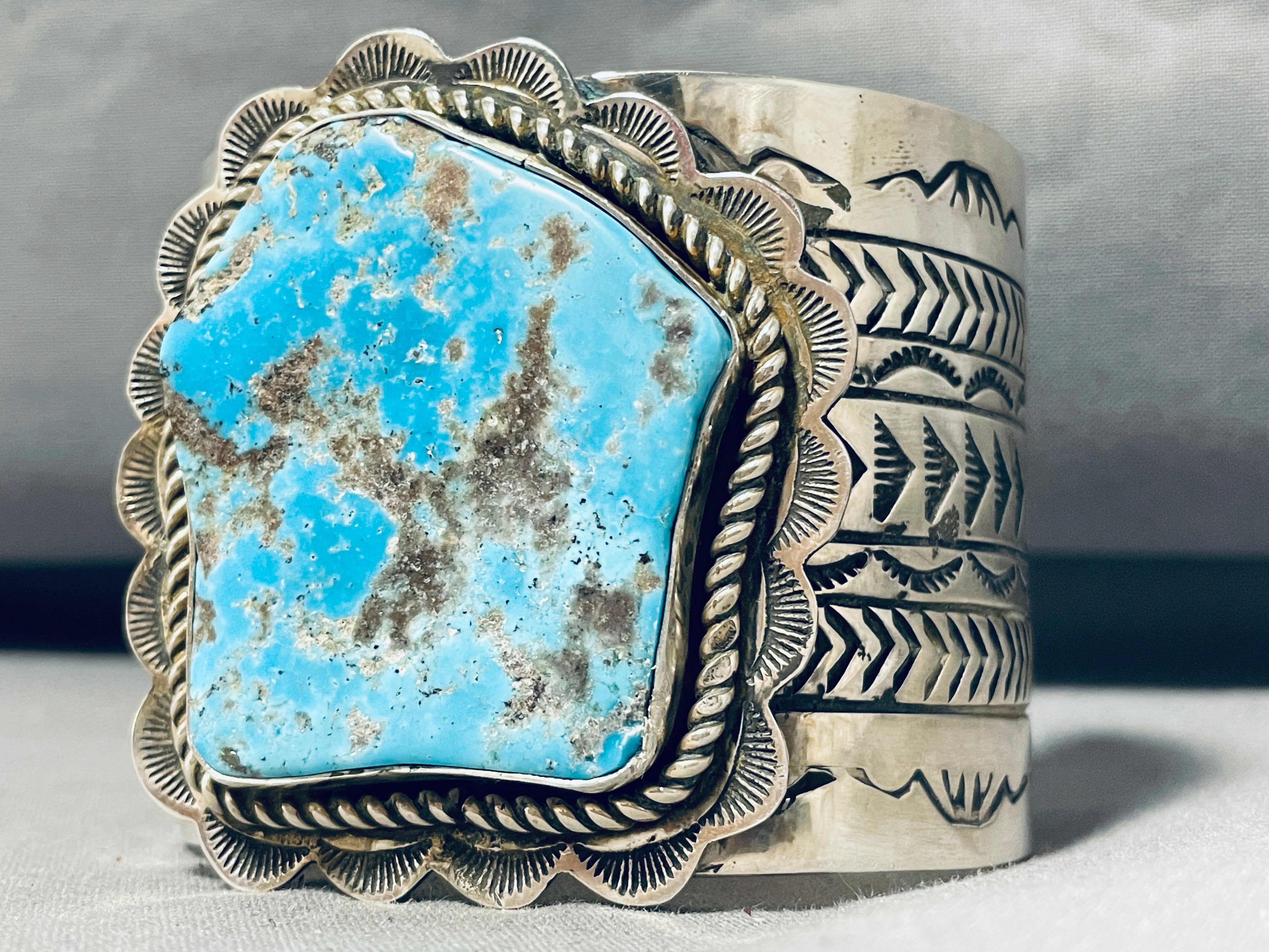 180 Grams Navajo Turquoise Sterling Silver Cuff Bracelet - Handmade Native American Jewelry for Women, Boho Fashion & Gift Ideas