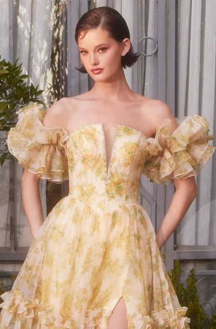 Strapless Floral Printed Ball Gown A1430 by Andrea & Leo - Elegant Prom, Wedding & Evening Party Dress