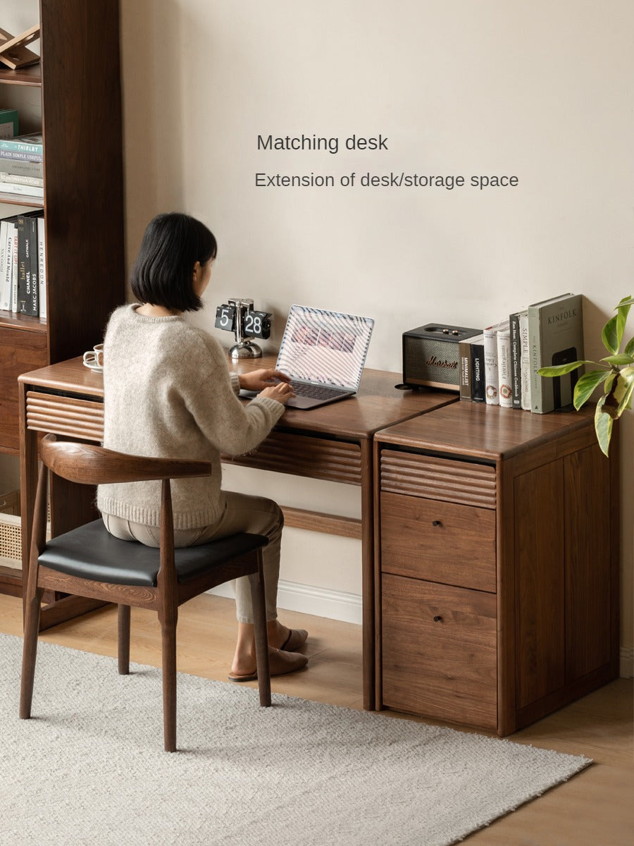 Premium Black Walnut Solid Wood Desk - Modern Nordic Style Home Office Desk for Study, Work & Writing - Durable & Stylish Workspace Solution