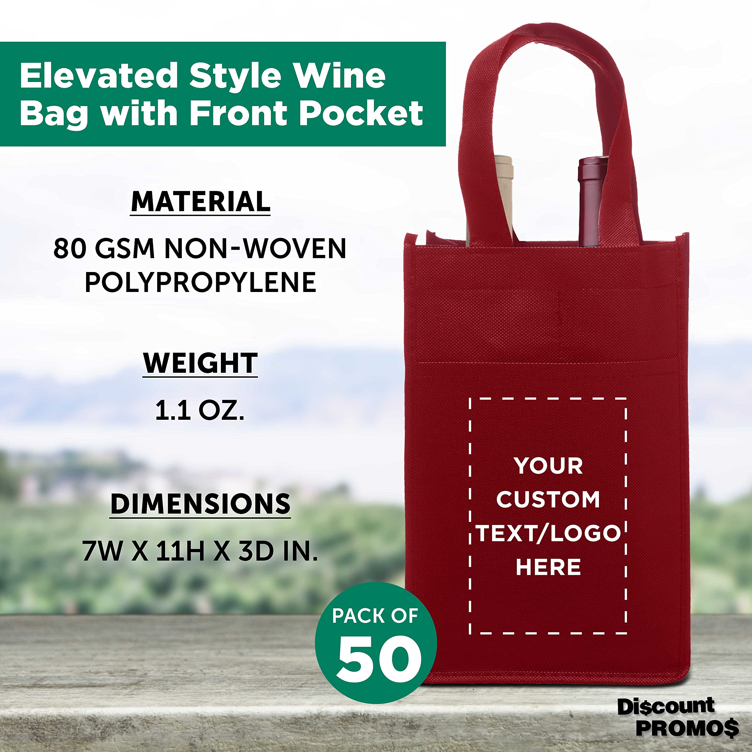 Premium Non-Woven Vineyard Wine Gift Bags - Set of 2 Reusable Bottle Carriers for Wine Lovers | Perfect for Weddings, Parties & Holiday Gifting