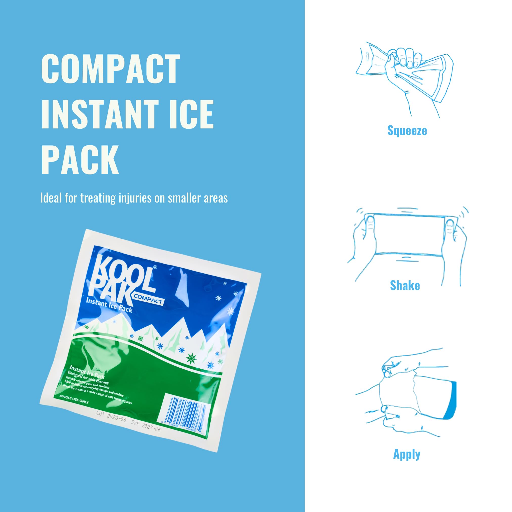 Compact Instant Ice Pack (20-Pack) - Reusable Cold Therapy for Injuries, Pain Relief & First Aid - Perfect for Sports, Gym, Home & Travel