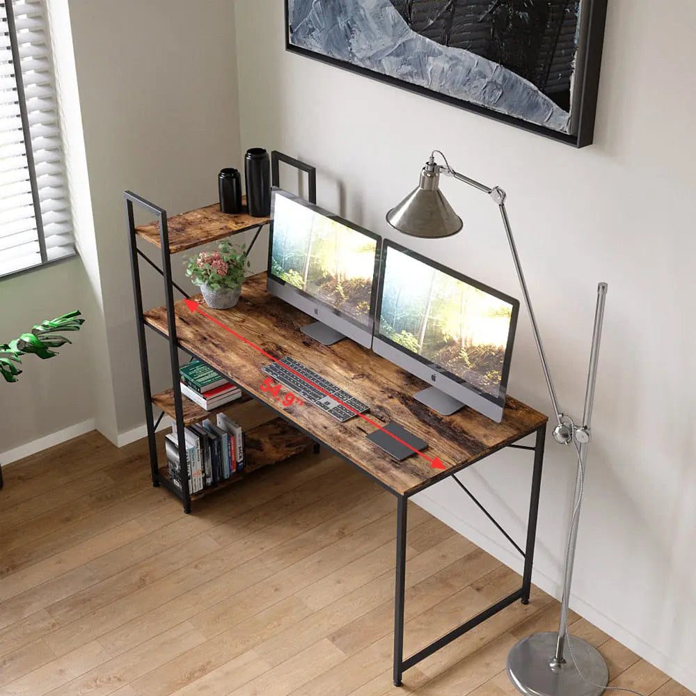 Bestier 47 Inch Modern Computer Desk with Storage Shelves - Home Office Desk for Small Spaces, Gaming & Study Workstation