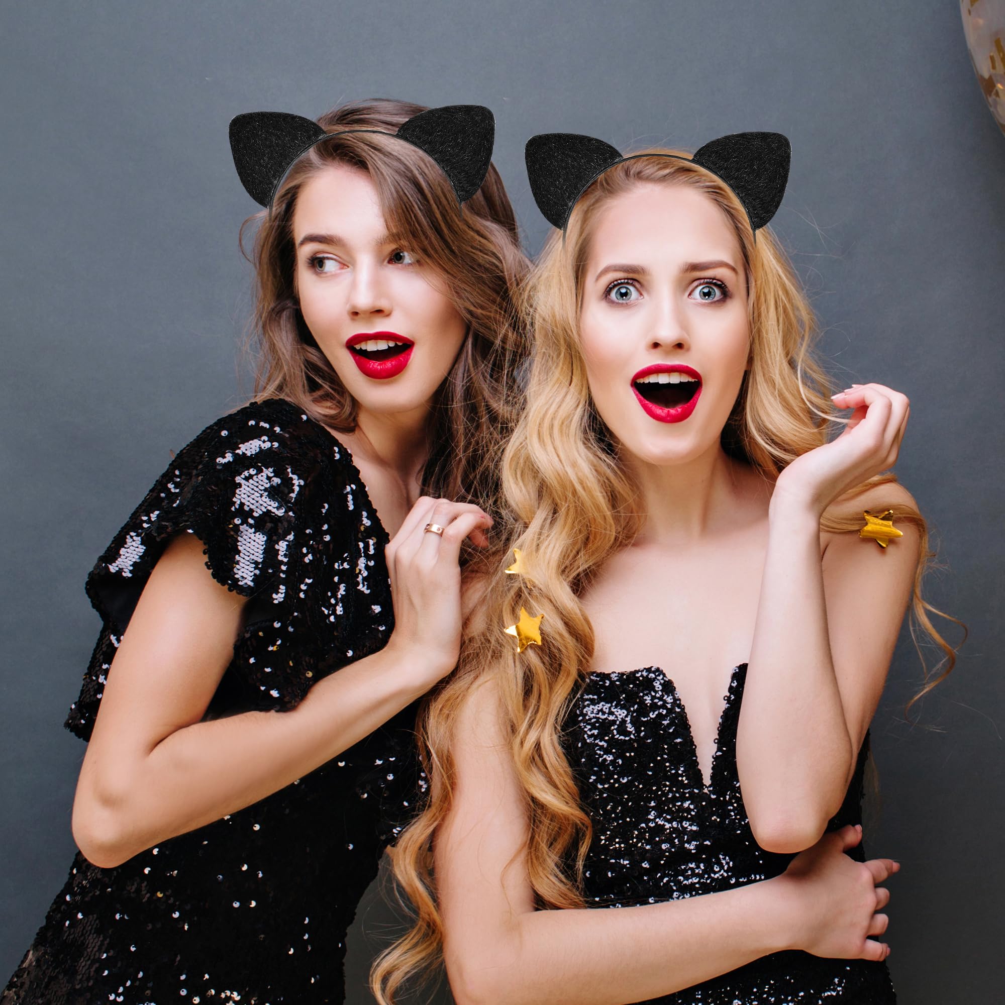 Black Cat Ears Headband for Women & Girls - Halloween Cosplay Accessories, Fancy Dress Up Costume for Parties & Anime Conventions