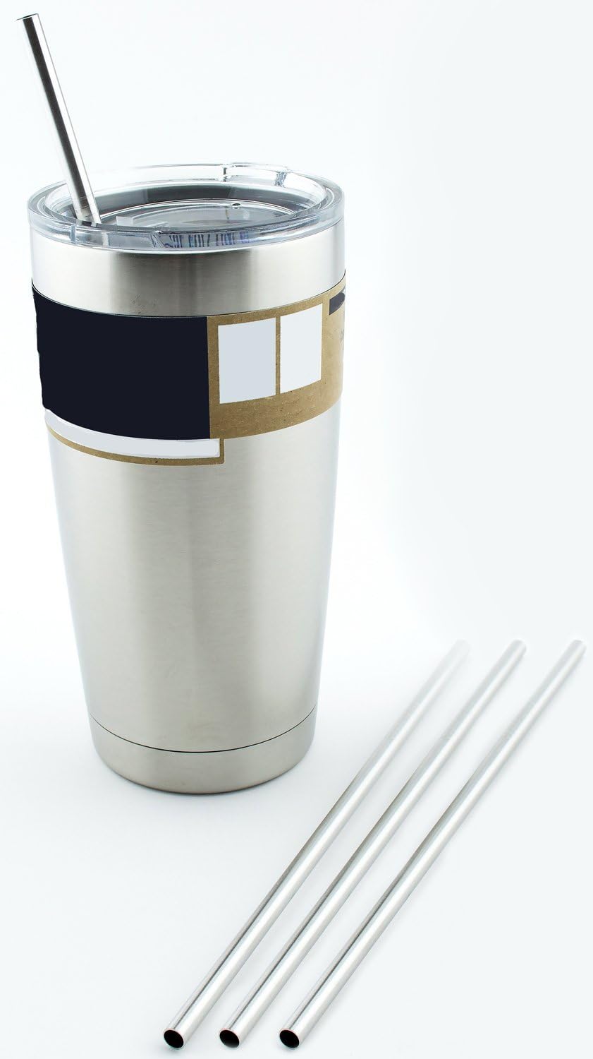 4 Pack Reusable Stainless Steel Drinking Straws for Yeti Tumbler & Rambler Cups - Eco-Friendly Metal Straws with Cleaning Brush - Perfect for 20oz Travel Mugs, Iced Coffee, Smoothies & Cold Drinks