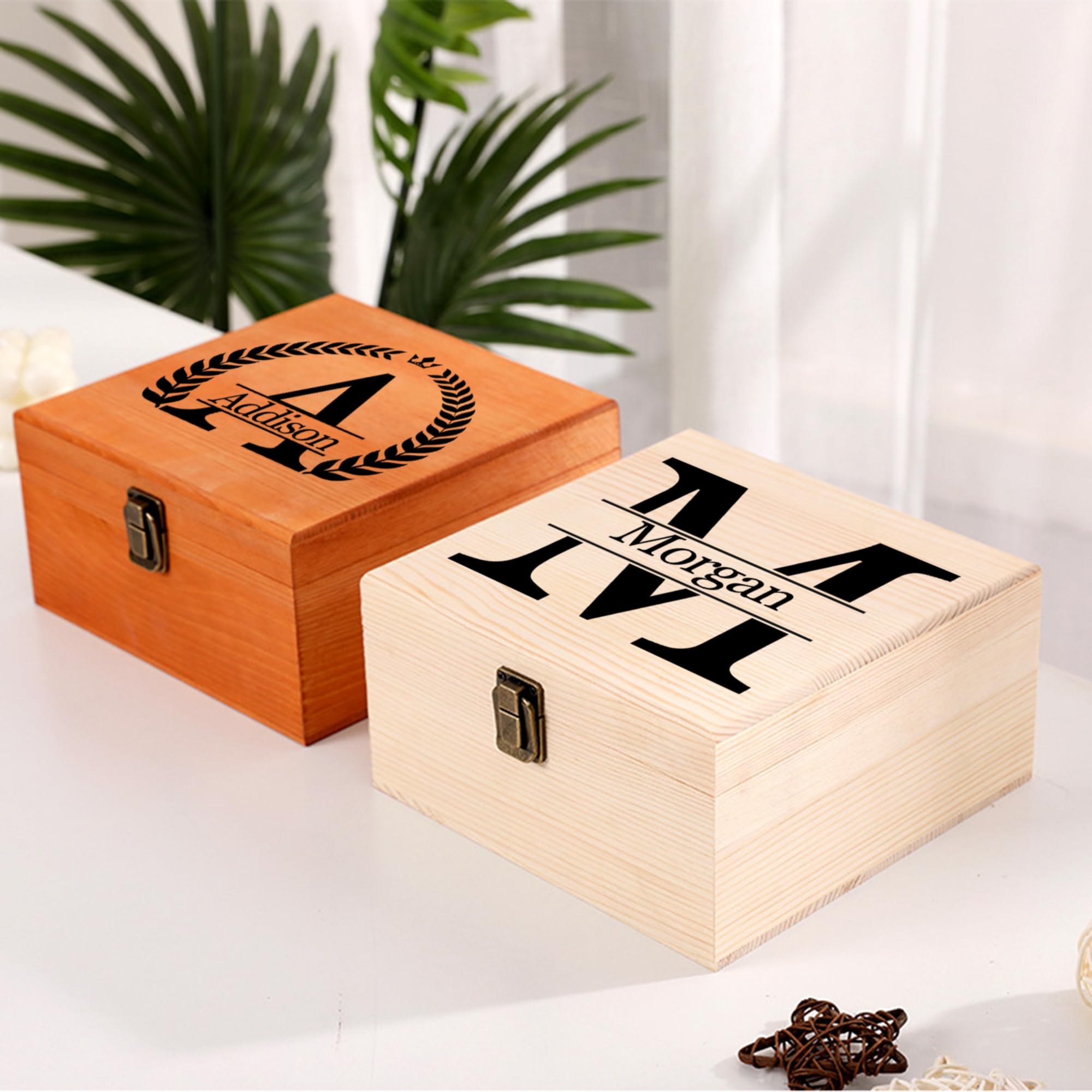 Personalized Wooden Memory Box with Custom Name - Engraved Keepsake Storage Box with Lid for Jewelry, Photos & Mementos - Unique Gift for Women & Men - Birthday, Anniversary, Wedding, Graduation Gift Idea - Perfect for Home Decor & Special Occasions