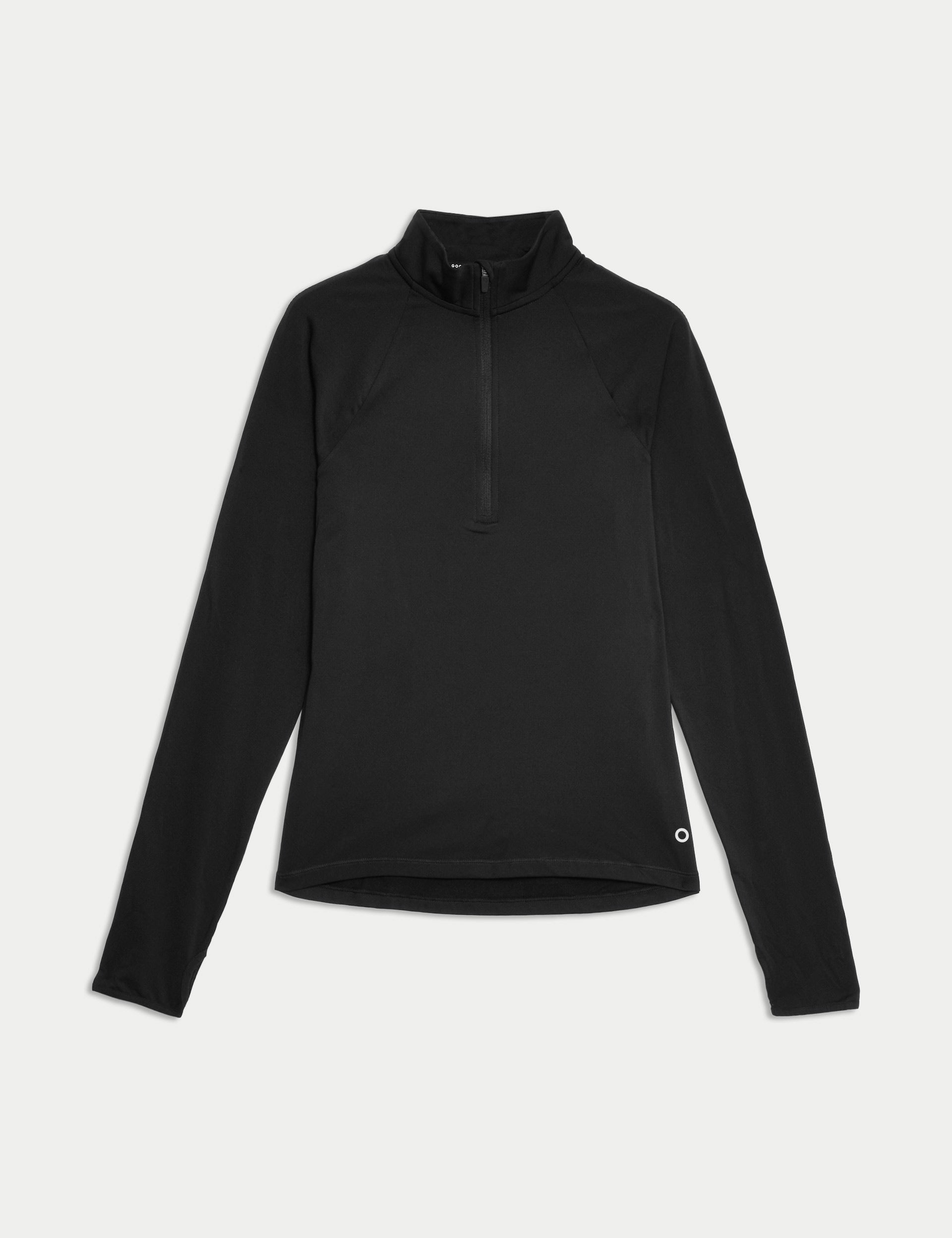 Ultraheat Funnel Neck Running Top for Women - Thermal Winter Workout Shirt, Moisture Wicking & Breathable - Black - Perfect for Cold Weather Jogging, Gym Training & Outdoor Activities