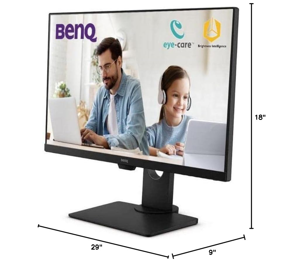BenQ GW2485TC 24 Inch 1080p IPS Office Monitor with Eye Care Tech, Adaptive Brightness, Height & Tilt Adjustment - Built-in Speakers, Noise Cancelling Mic, Daisy Chain - DisplayPort, HDMI, USB-C - Perfect for Home Office, Coding, and Video Conferencing