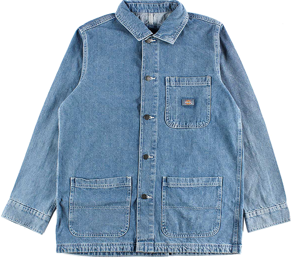 Dickies Unlined Denim Chore Coat for Men - Durable Work Jacket for Construction, Farming & Outdoor Activities | Classic Blue Denim Workwear Coat