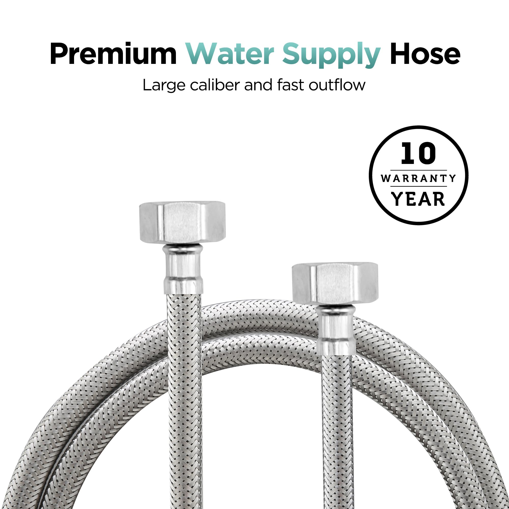 LEADAHEAD 1.9cm x 1.9cm Flexible Hose Connectors, 40cm Long BSP Fitting, Stainless Steel Hydraulic Hose Replacement for DIY Plumbing - Perfect for Bathroom, Kitchen & Boiler Repairs