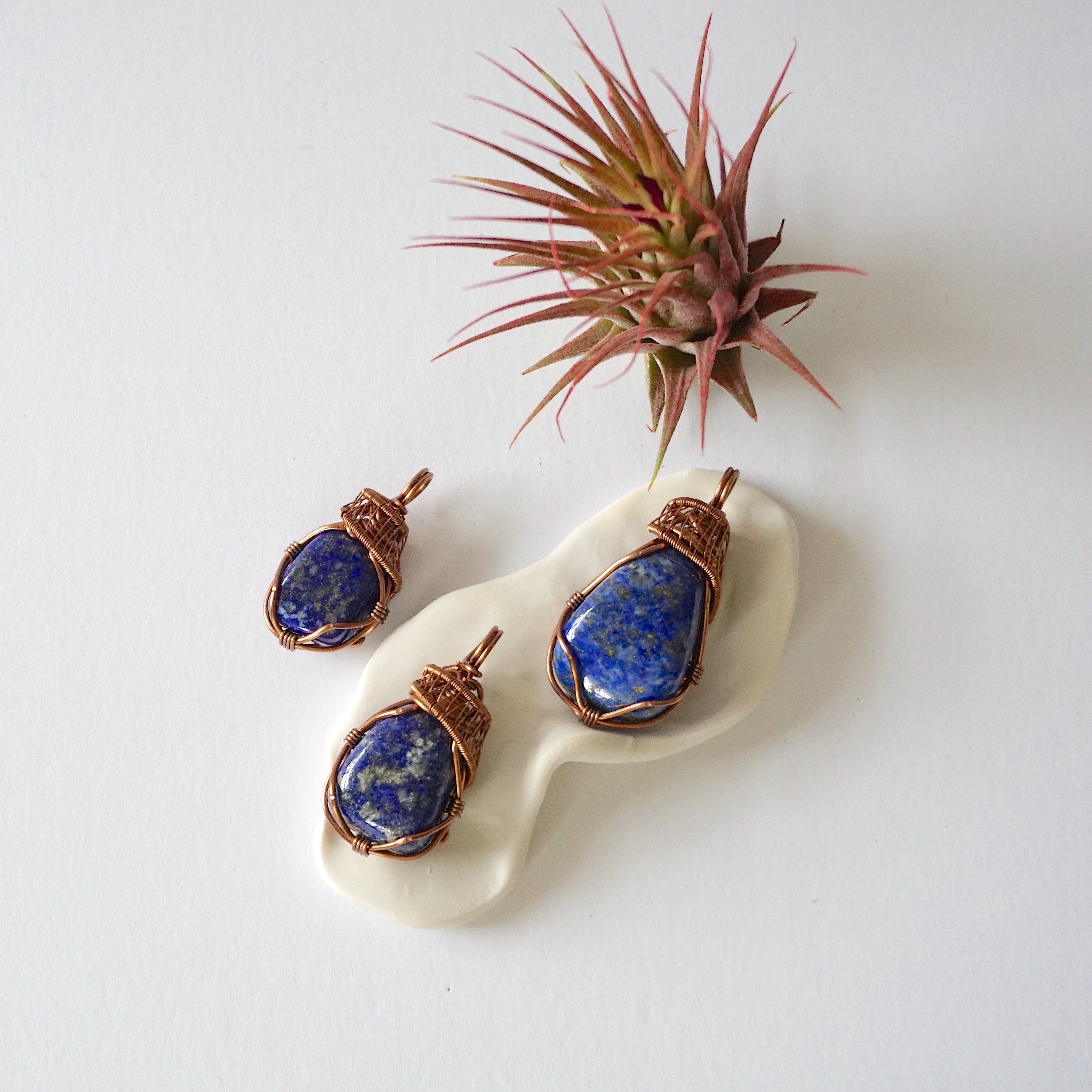 Lapis Lazuli Crystal Necklace - Handmade Antique Bronze Wire Wrapped Pendant for Women | Spiritual Healing Jewelry, Meditation Accessory & Boho Fashion Statement