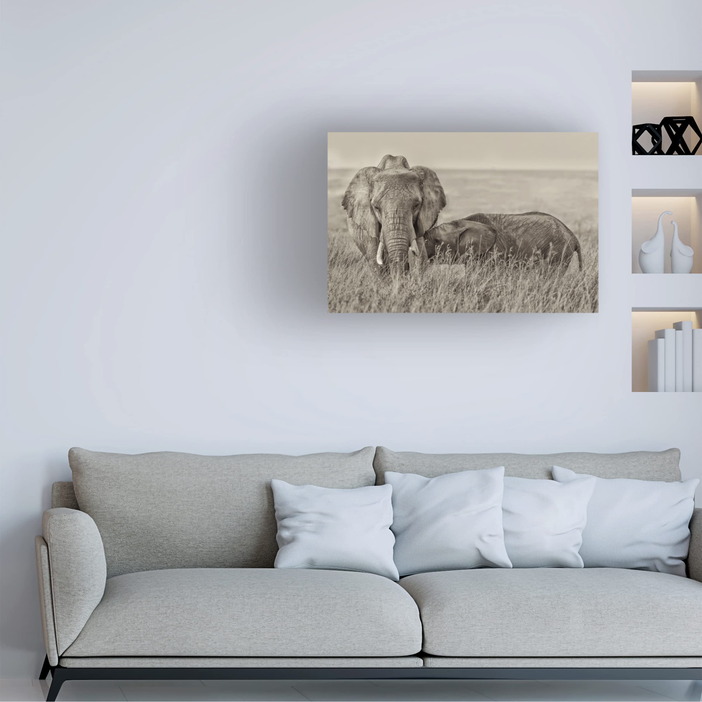 Trademark Fine Art 'Snuggling' Canvas Wall Art by Henry Zhao - Romantic Couple Painting for Bedroom & Living Room Decor