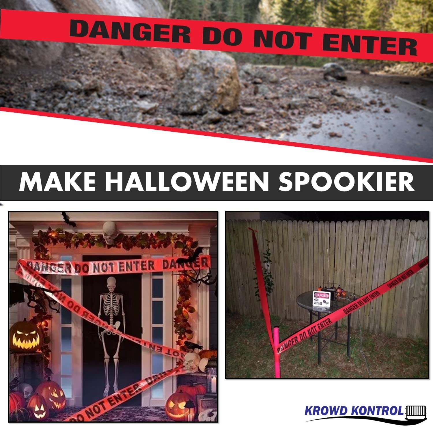 Danger Do Not Enter Barricade Tape - 328 Feet Roll, 3 Inch Wide Red Safety Hazard Warning Tape (24 Pack) - Police, Halloween, Party Decoration | Perfect for Construction Sites, Crime Scenes & Event Safety Barriers