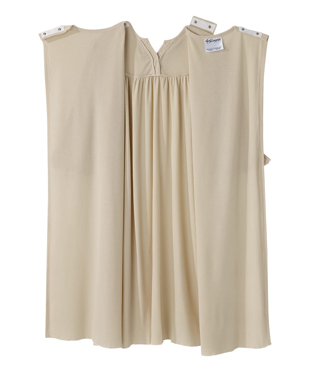 Adaptive Waffle Knit Nightgown for Women - Open Back Hospital Gown with Bows for Seniors & Elderly Care | Comfortable Post-Surgery & Home Recovery Wear