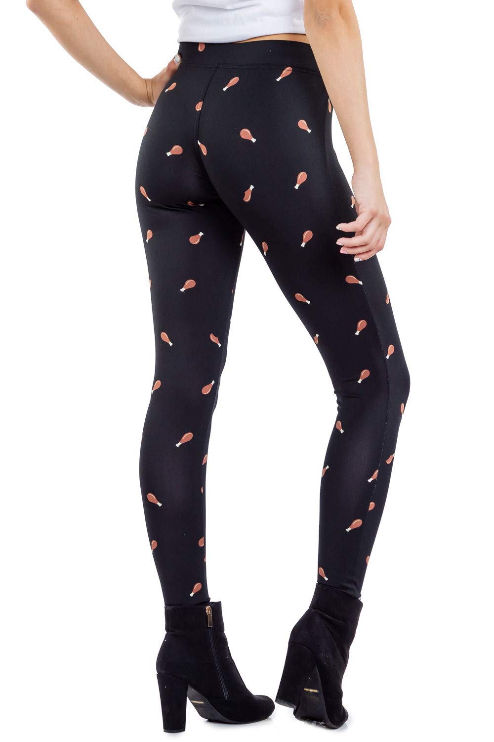 Funny Thanksgiving Leggings for Women - Black Turkey Patterned Holiday Leggings | Comfortable & Stretchy Thanksgiving Pants for Family Gatherings, Office Parties & Festive Outfits