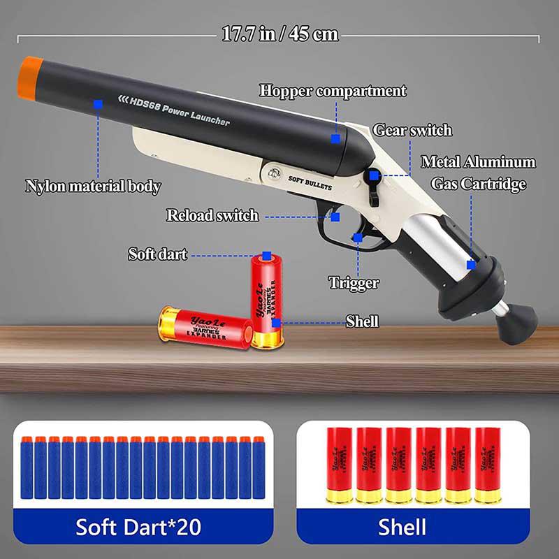 HDS68 Sawed Off Double Barrel Dart Blaster Toy Gun - Foam Dart Blaster for Nerf Battles - Fast US Shipping - Perfect for Outdoor Play, Nerf Wars & Backyard Games