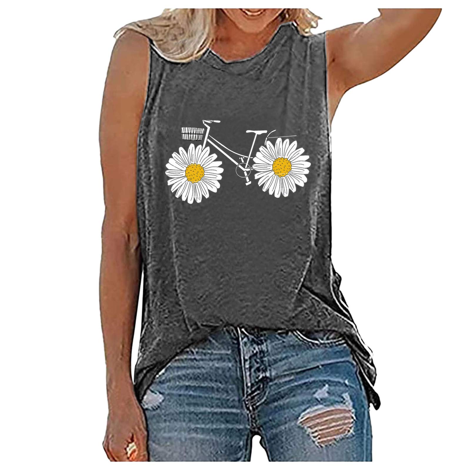Women's Flowy Tunic Tank Tops - O-Neck Summer Casual Tops for Ladies, Perfect for Beach, Yoga & Everyday Wear
