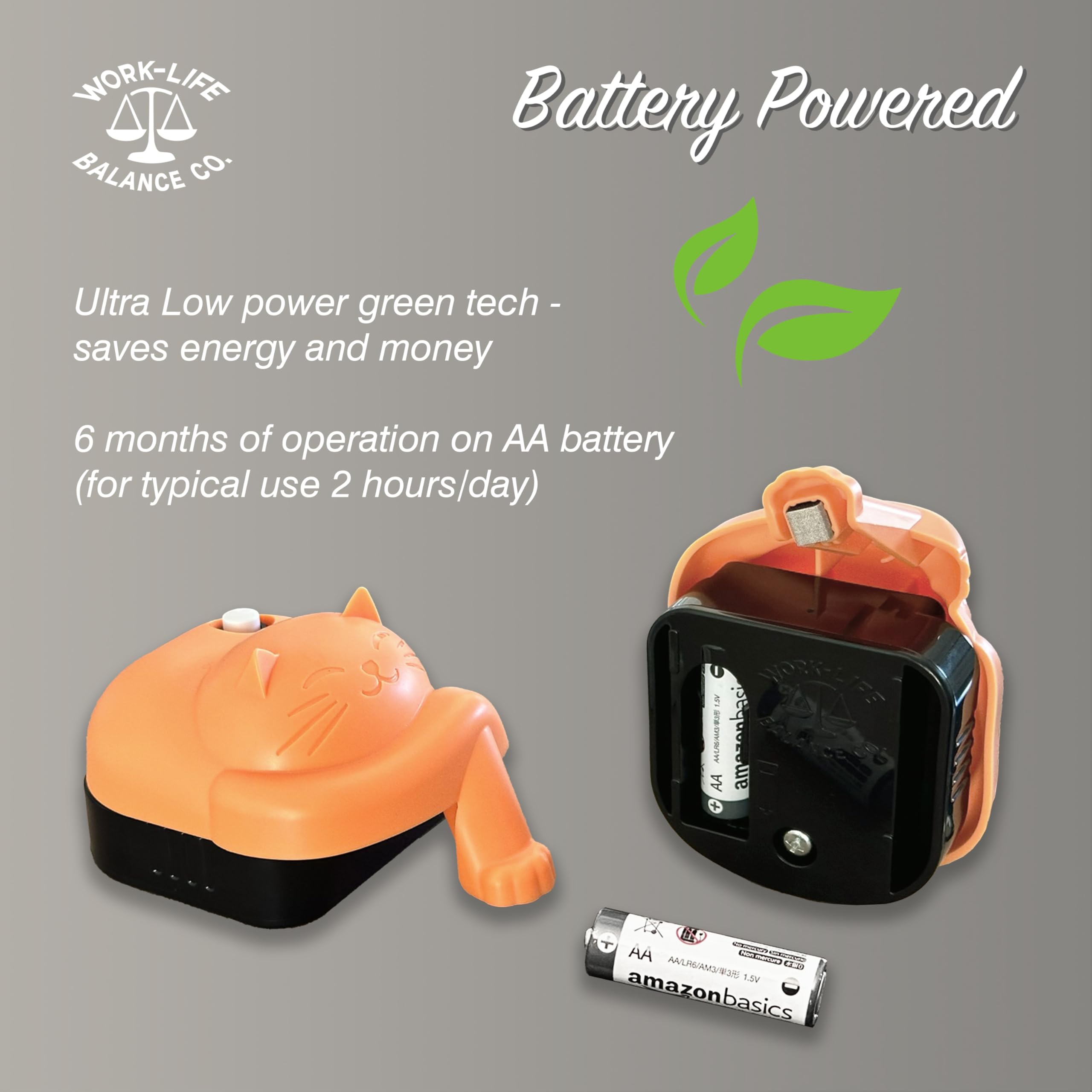 Laptop Trackpad Jiggler - AA Battery Lasts 6 Months - Undetectable Cordless Mouse Mover - Keeps Touchpad Active & Laptop Awake - Mechanical Mouse Jiggler with ON/Off Switch (Orange Cat) - Ideal for Remote Work & Online Meetings