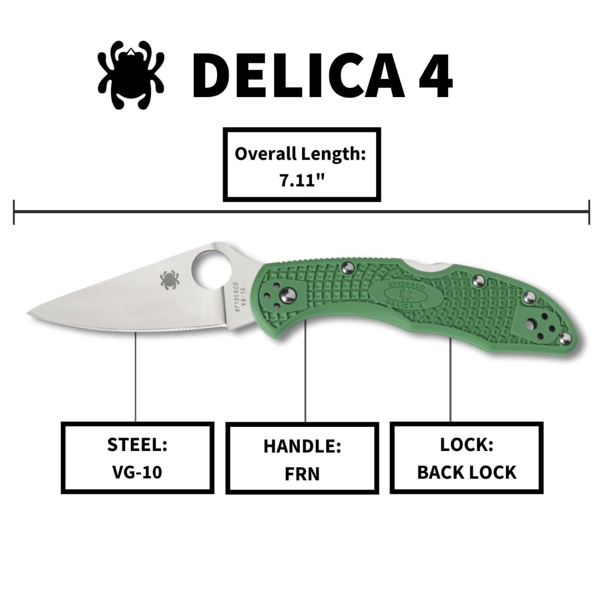 Spyderco Delica 4 Lightweight Folding Knife - 7.15