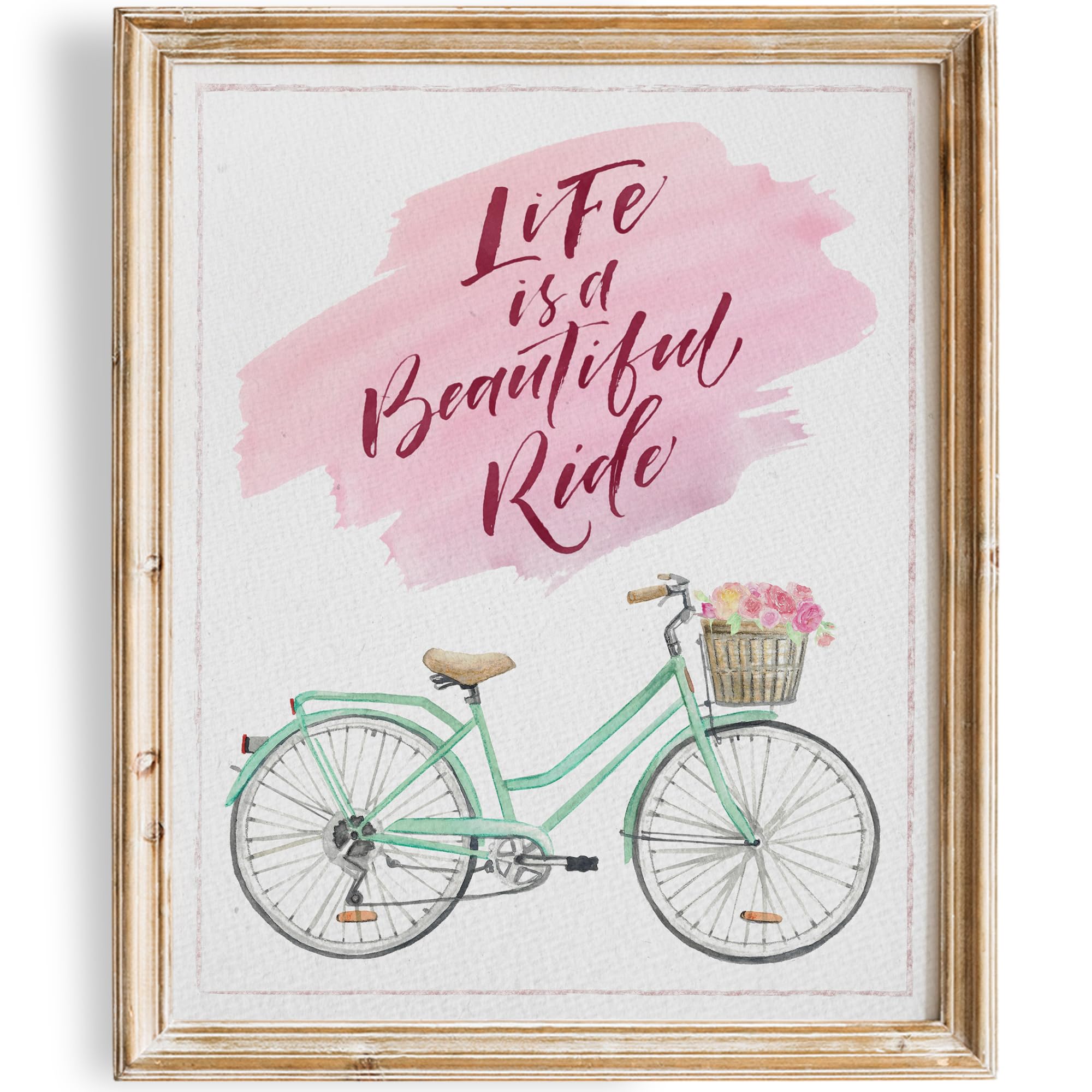 Life Is A Beautiful Ride Art Print - Unframed 8x10 Inch Inspirational Wall Art - Vintage Home Decor for Living Room, Bedroom & Office - Motivational Quote Poster for Aesthetic Spaces