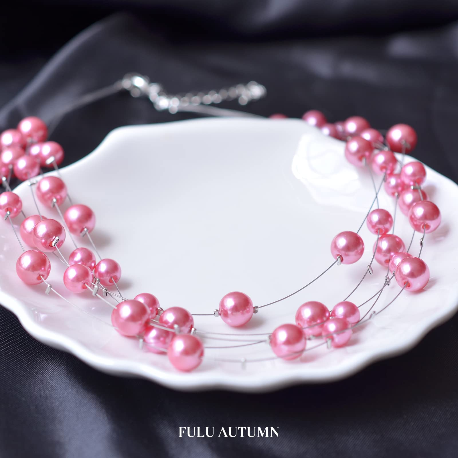 FULU AUTUMN Women's Layered Pearl Necklace - Multi-Strand Beaded Choker for Wedding, Party & Formal Events | Elegant Pearl Jewelry for Brides, Prom & Special Occasions
