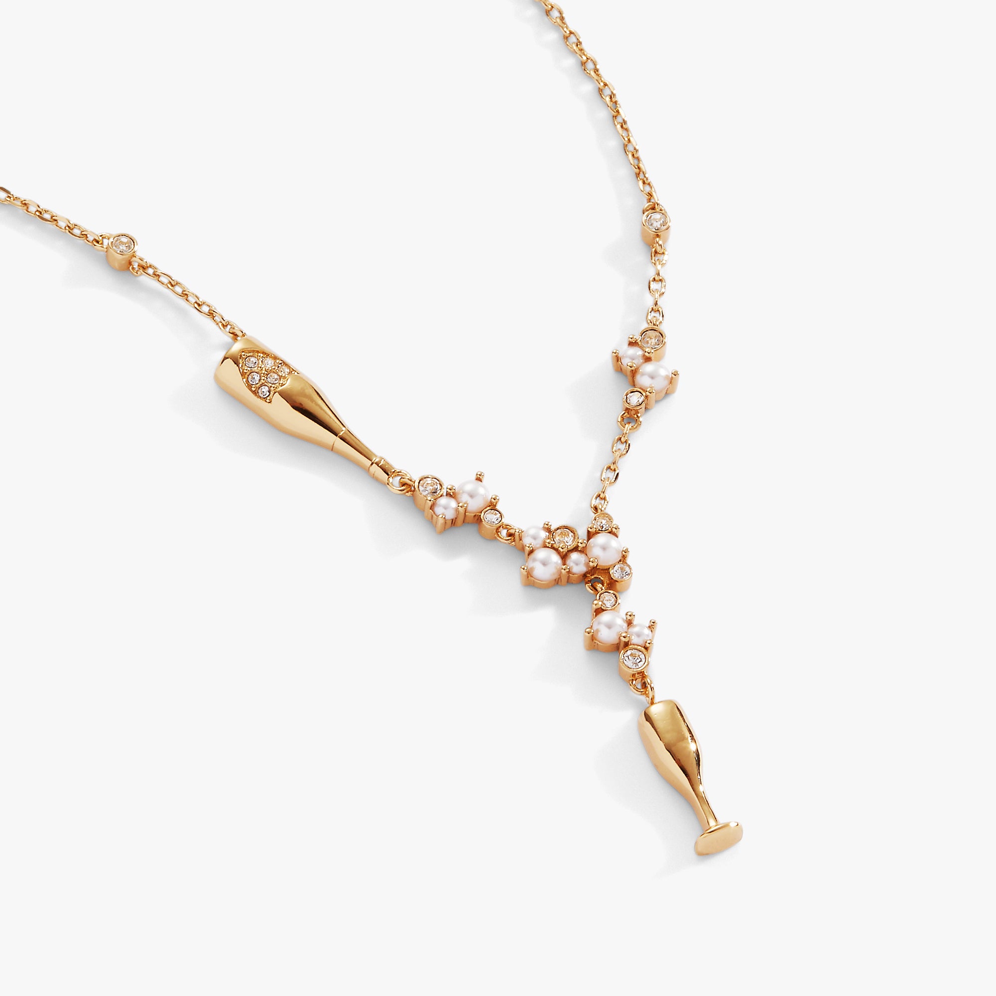 Elegant Champagne Pearl & Crystal Pendant Necklace for Women - Perfect for Weddings, Parties & Special Occasions