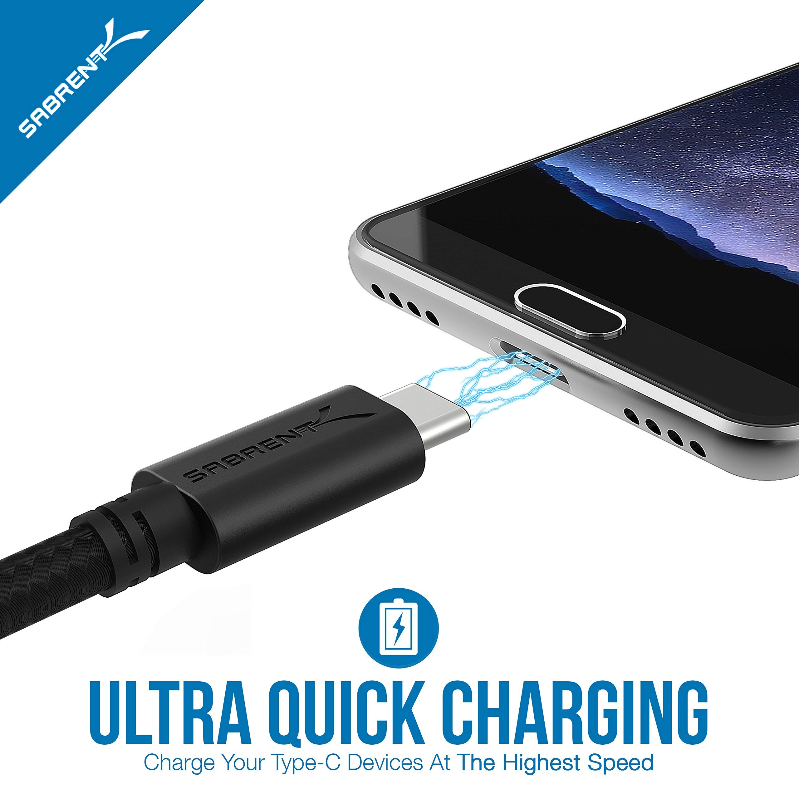 Sabrent 4-Port USB 3.0 Hub with [3-Pack] 22AWG Premium 3ft USB-C to USB-A 3.0 Fast Charging & Data Sync Cables for Laptop, PC, MacBook, Phone - Perfect for Home Office, Gaming & Travel Accessories