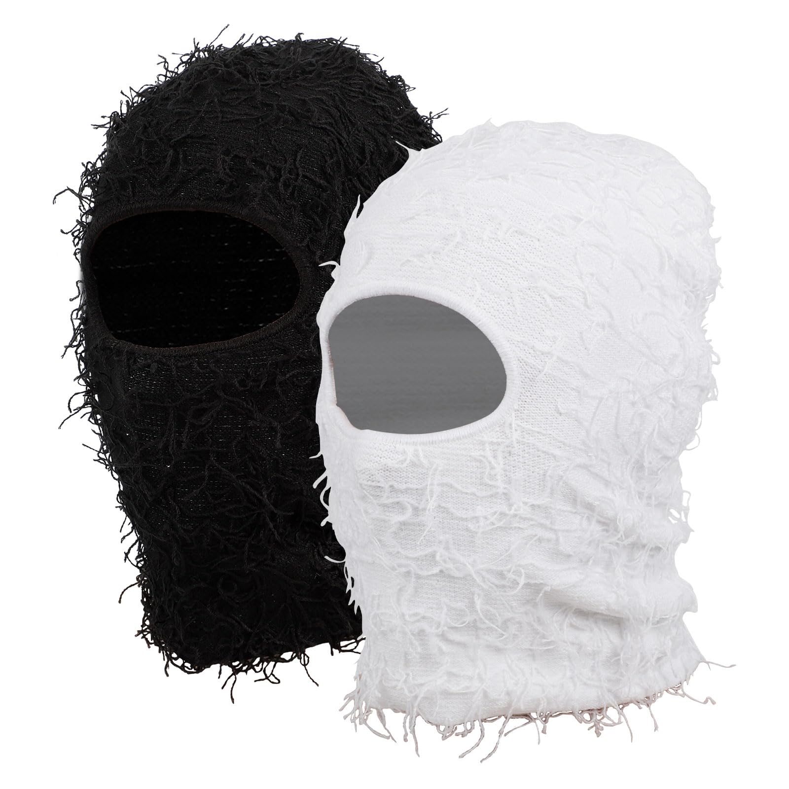 2 Pack Distressed Knitted Balaclava - Winter Full Face Ski Mask for Men & Women | Cold Weather Protection for Skiing, Snowboarding & Outdoor Activities