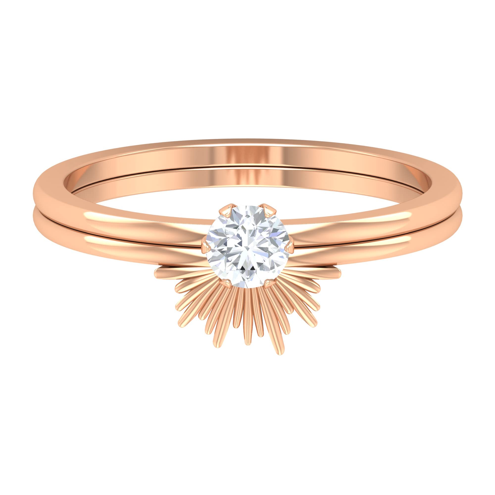1/4 CT Moissanite Wedding Ring Set for Women - 14K Solid Gold Sunburst Bridal Ring Set with Certified Moissanite | Engagement, Anniversary & Special Occasion Jewelry Gift