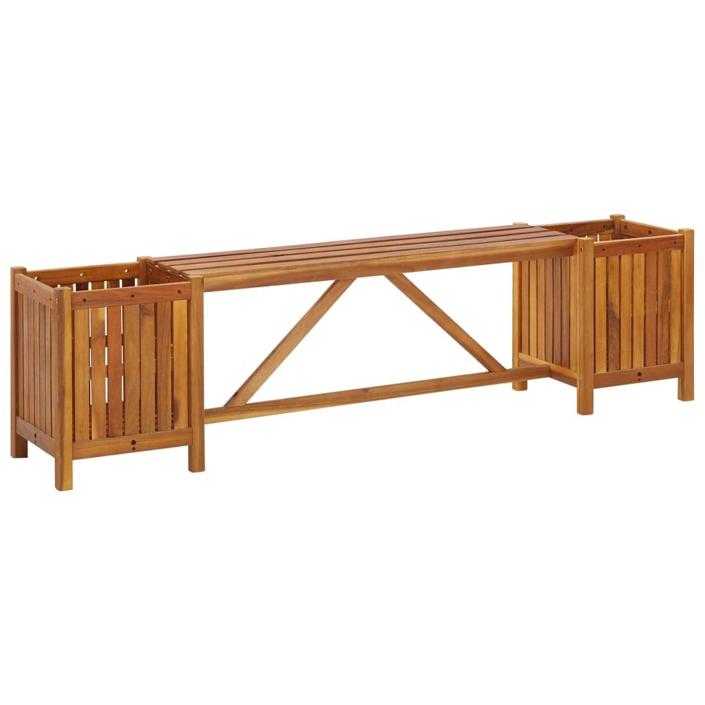 vidaXL Solid Acacia Wood Garden Bench with Integrated Planters - 59