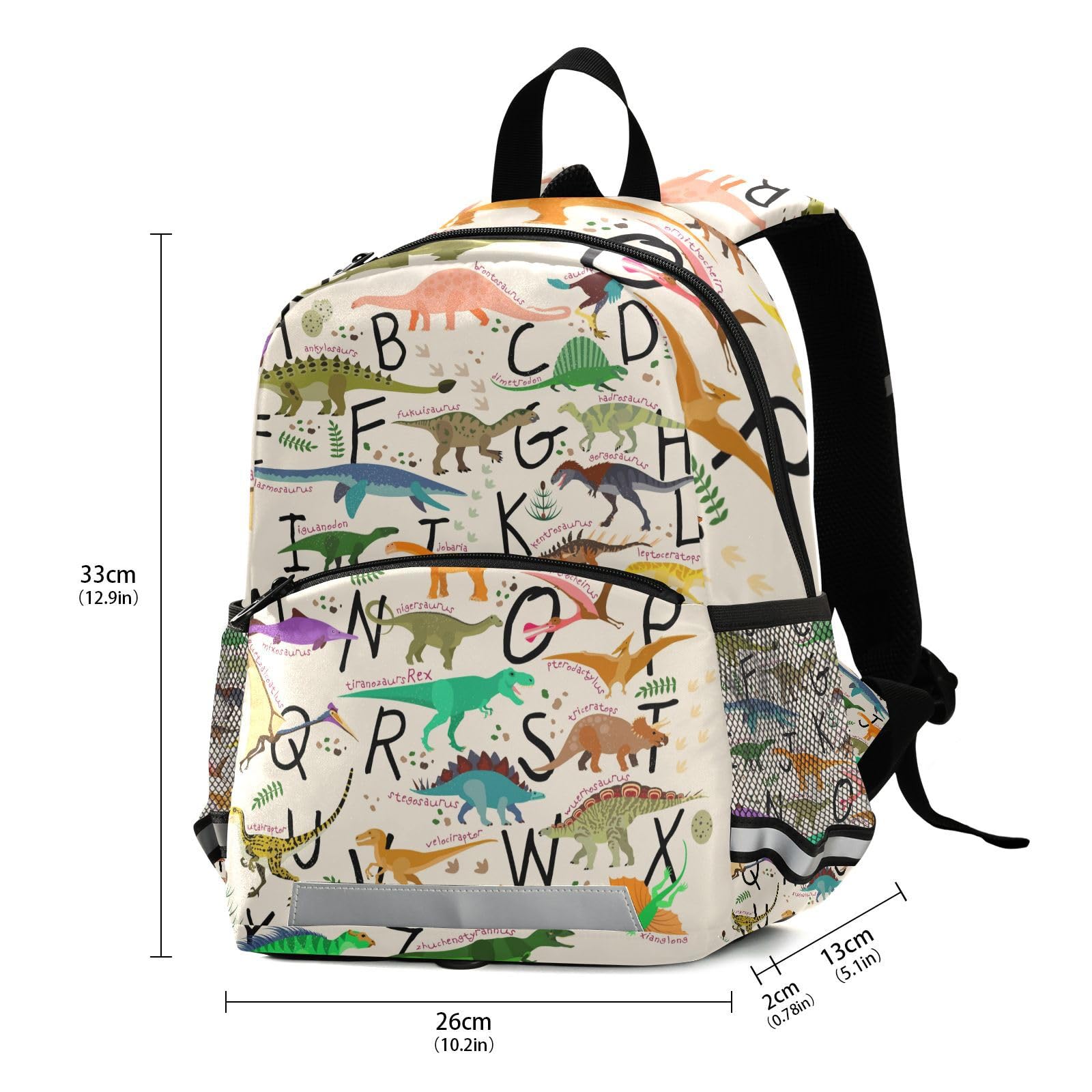 Dinosaur Alphabet Backpack for Toddlers & Kids - Cute Preschool Bookbag with Leash for Boys & Girls | School, Travel & Daycare Essentials - Perfect for Kindergarten, Elementary & Nursery Students